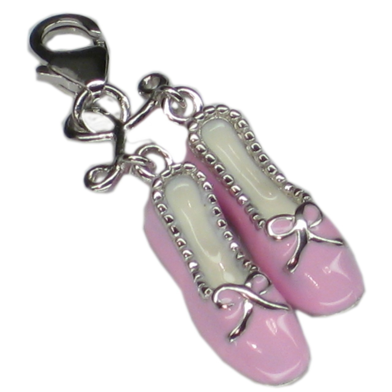 Pink shoes sterling silver enamel charm with clip link .925 x 1 THG80058.