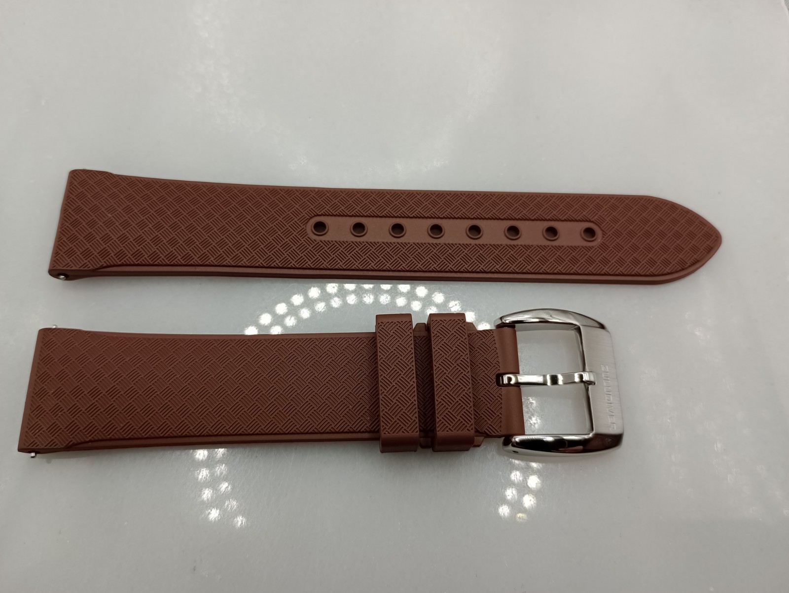 New 20mm Watchgecko Zuludiver HNBR Rubber Watch Strap Brown Quick Release 6B428