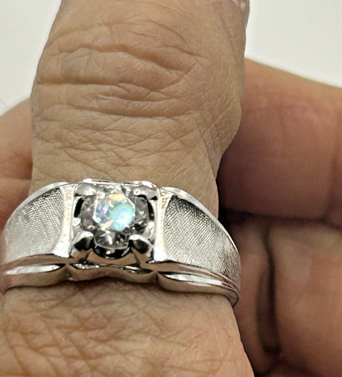 Men’s Lind Sterling Silver Solitaire CZ Ring 1.25 Carat Size 12.5