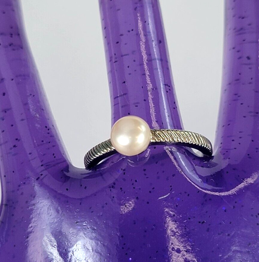 NVC Signed Freshwater Pearl Ring Size 7 Silver-Tone