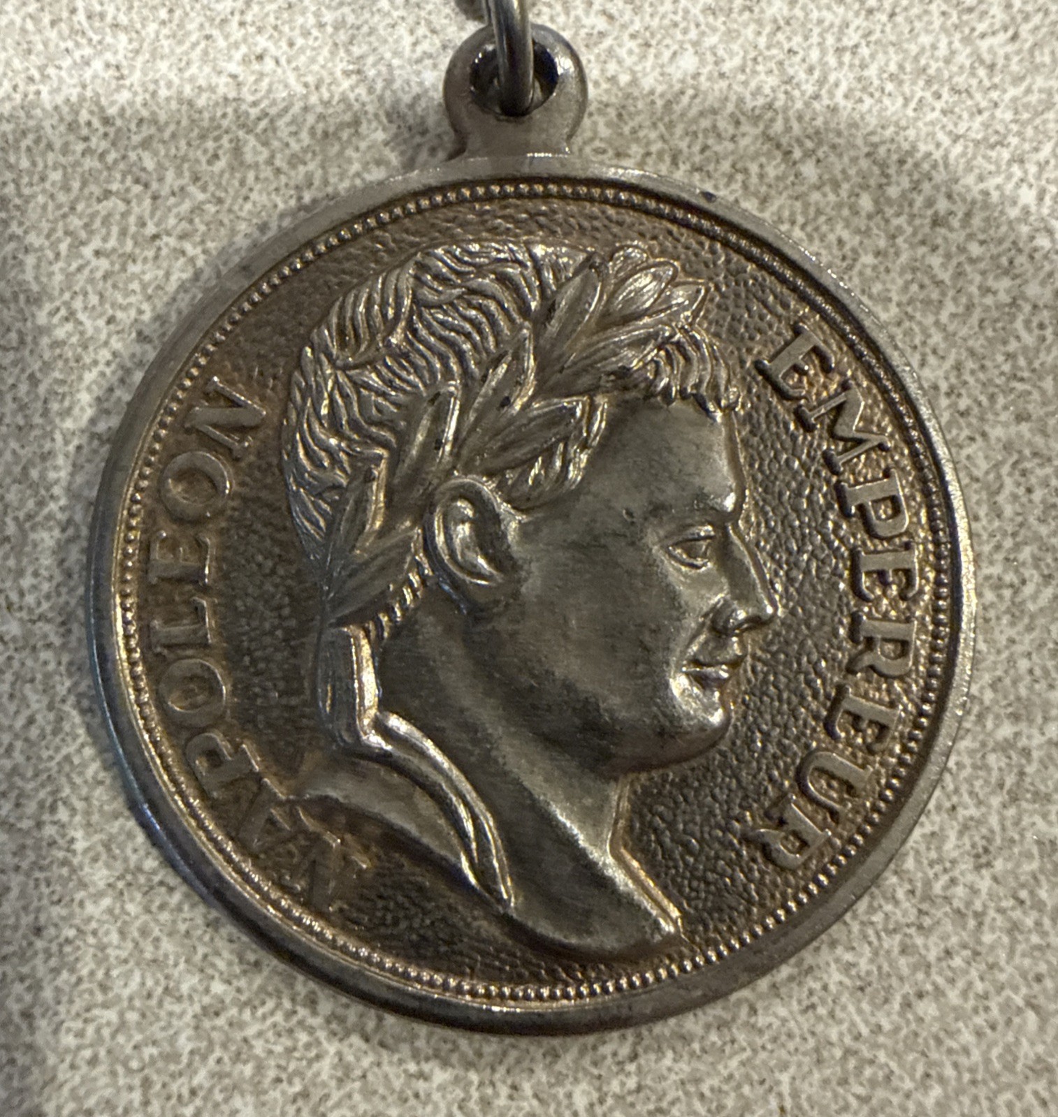Vintage Coin Pendant W/ Necklace France French Empereur Napoleon Bonaparte.