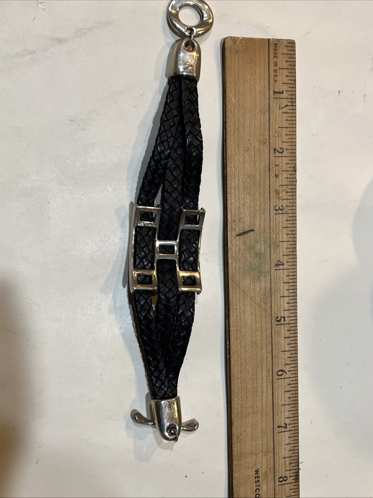 RLM Studio Robert Lee Morris Sterling 925 Silver & Leather 3 Strand Bracelet