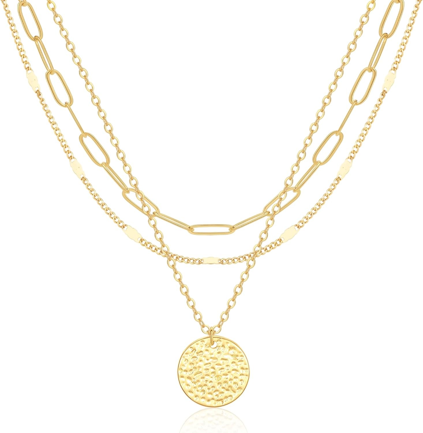 Layered Gold Necklace for Women, 14K Gold Plated Necklace Stack for Women, Daint