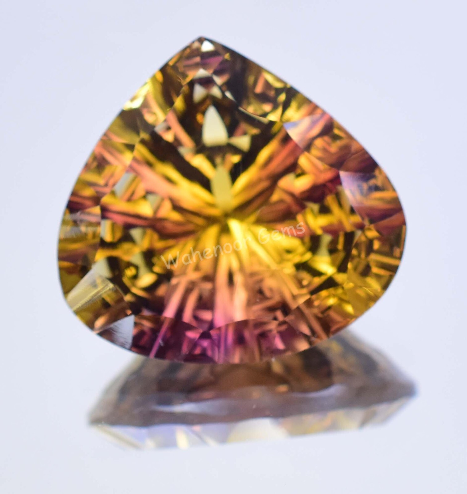 Flawless Natural Bi-Color Ametrine 37.10 Ct Pear Certified Untreated Gemstone