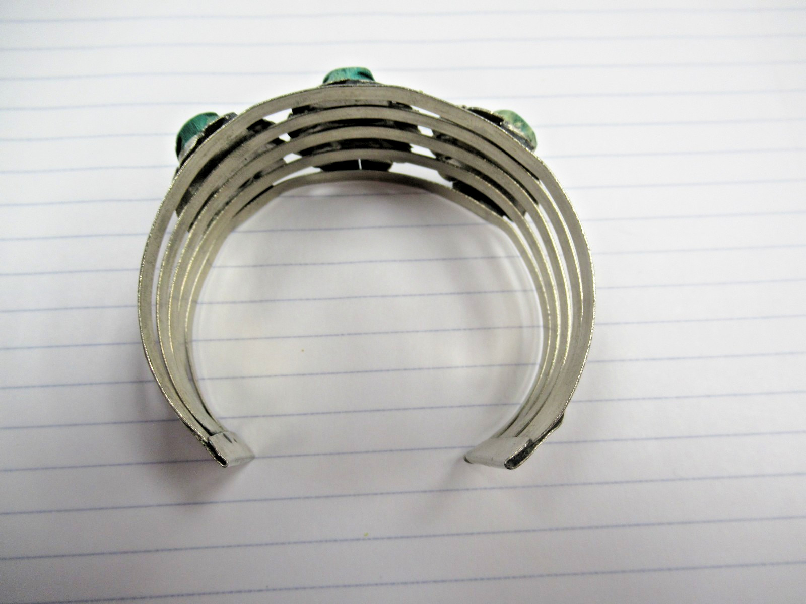 Vint Made Egypt Egyptian Faience 3 Scarab Concho Costume Jewelry Cuff Bracelet