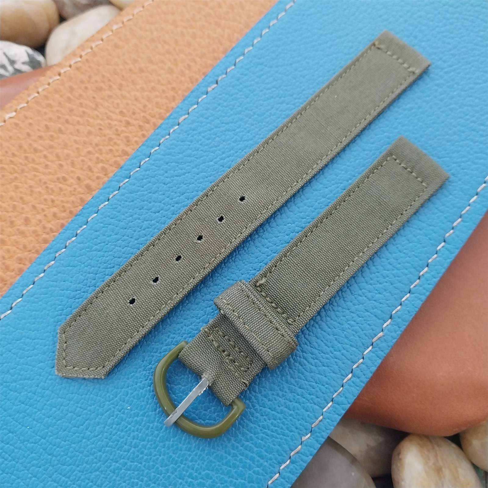 5/8″ OD Green Poplin Canvas Military-Type nos Unused 1940s Vintage Watch Band