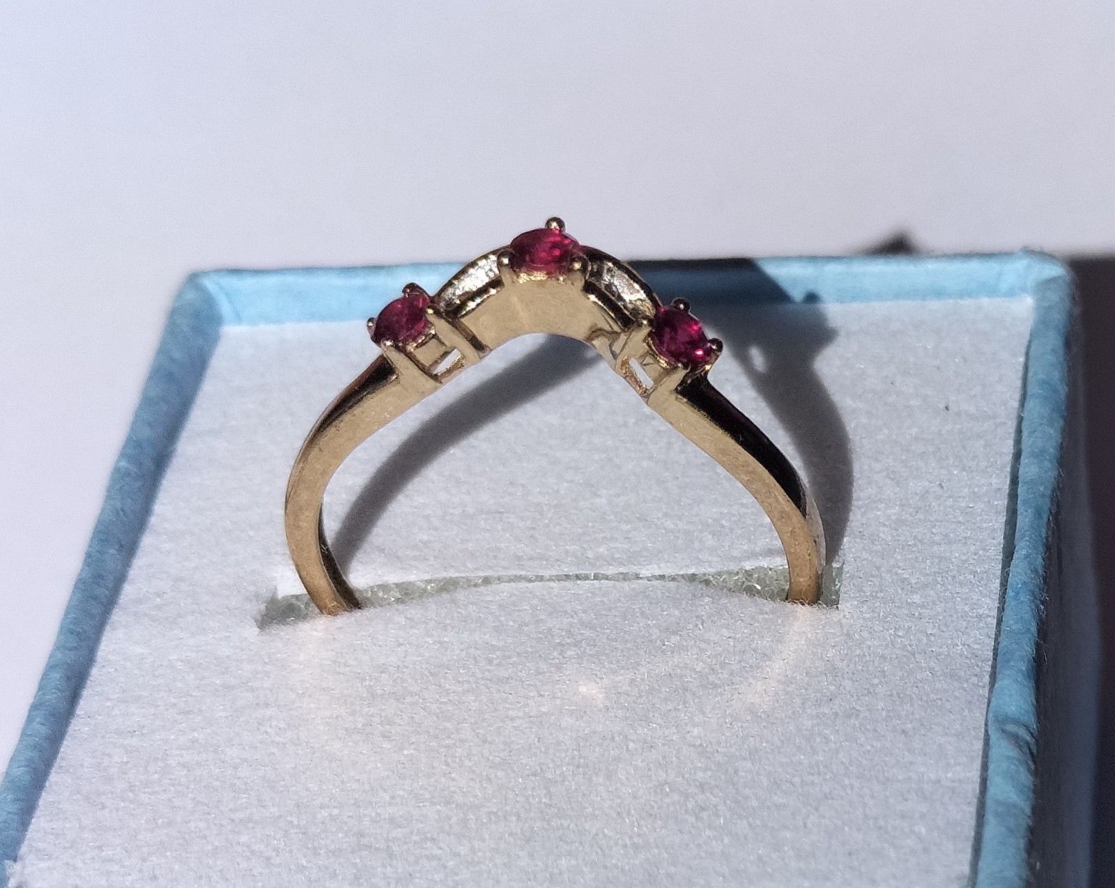 Vintage Handmade Italian Gold Ring by Padova 3x Ruby & 4x Diamond P1/2 (17.97mm)