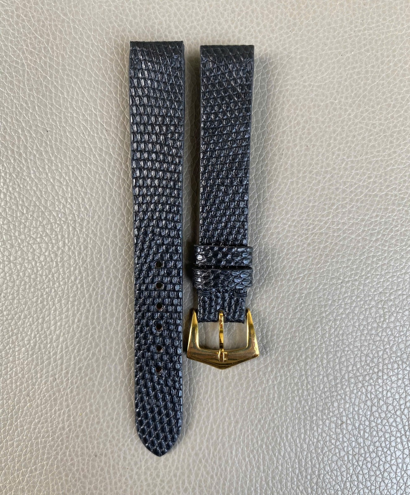 Open Ended Black Genuine Lizard Leather Watch Strap size 12 13 14 15 16 17..26mm