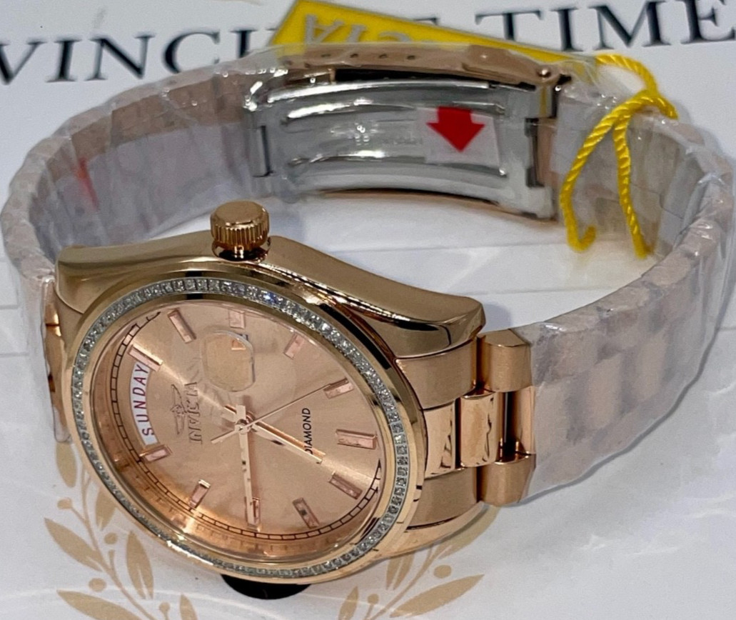 Invicta Elite Diamond 0.30 Carat Diamond Unisex Watch – 38mm, Rose Gold (48766)
