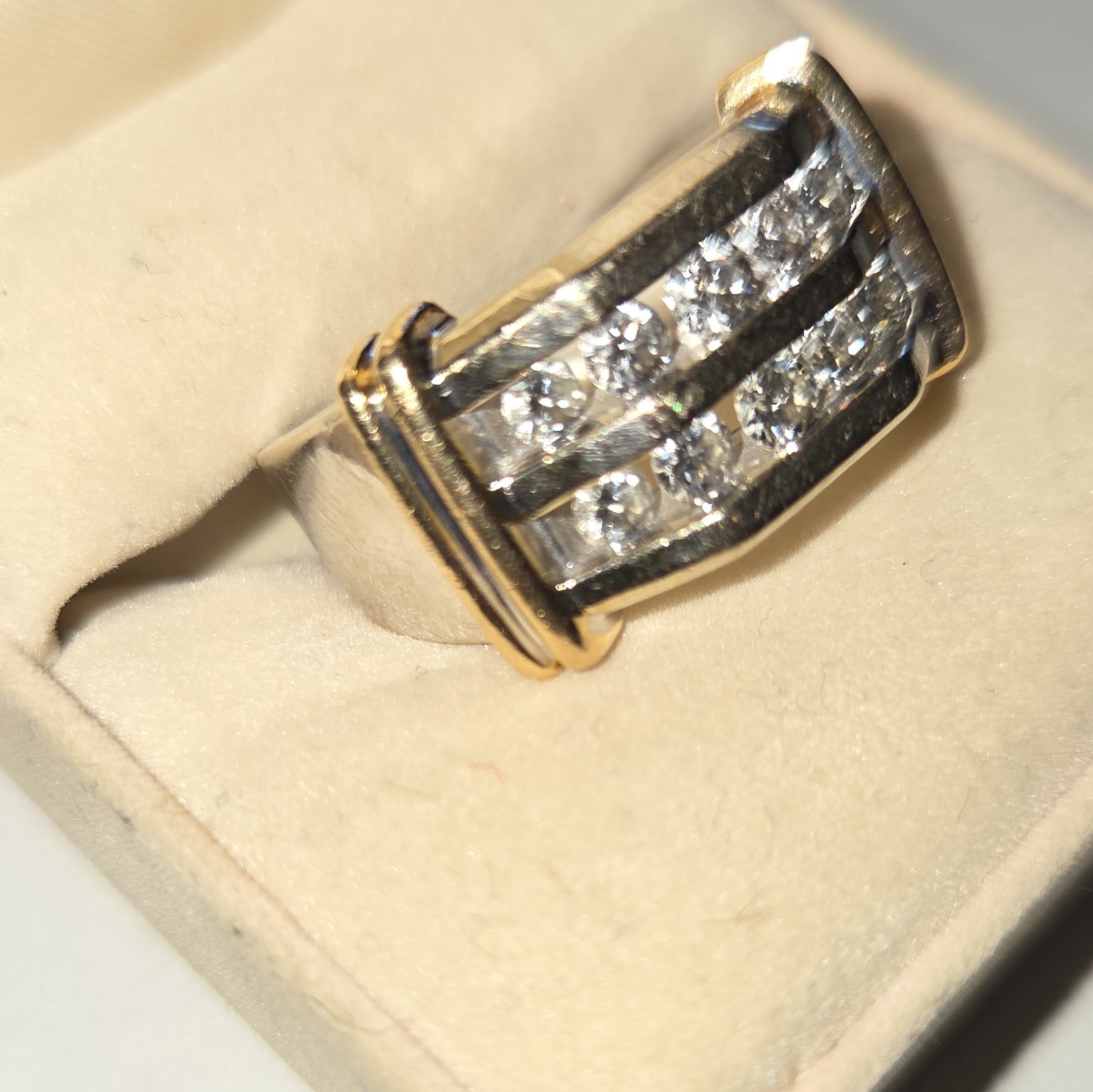 LORD & TAYLOR Men’s Two-Tone 14k Gold 1.0 Ct Diamond Band Ring Size 8-9