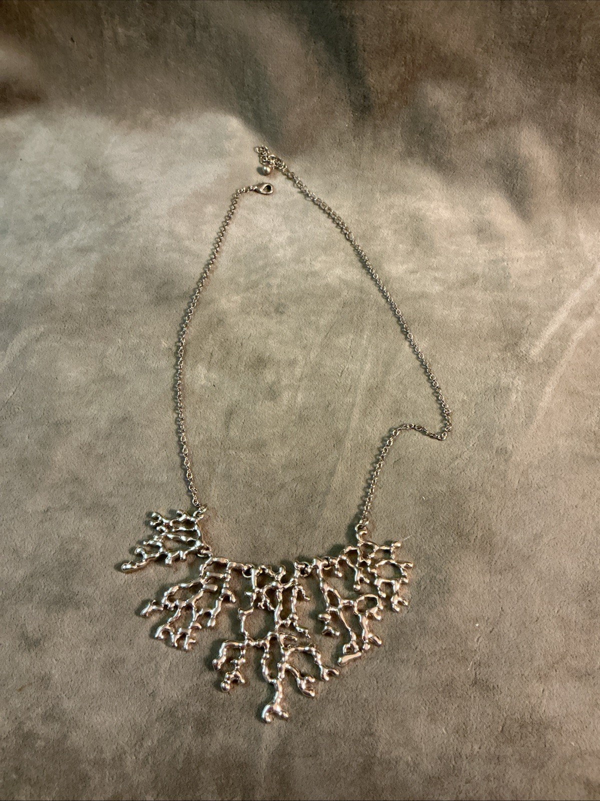 1970s gold tone metal coral design necklace mid-century modern