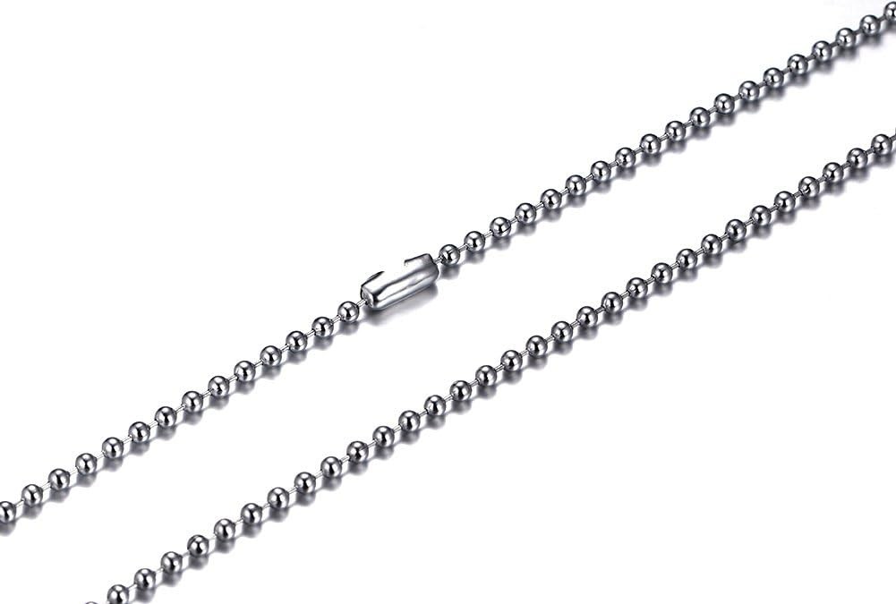 Titanium Stainless Steel Small Beads Ball Chain Necklace Silver, 2.0mm wide