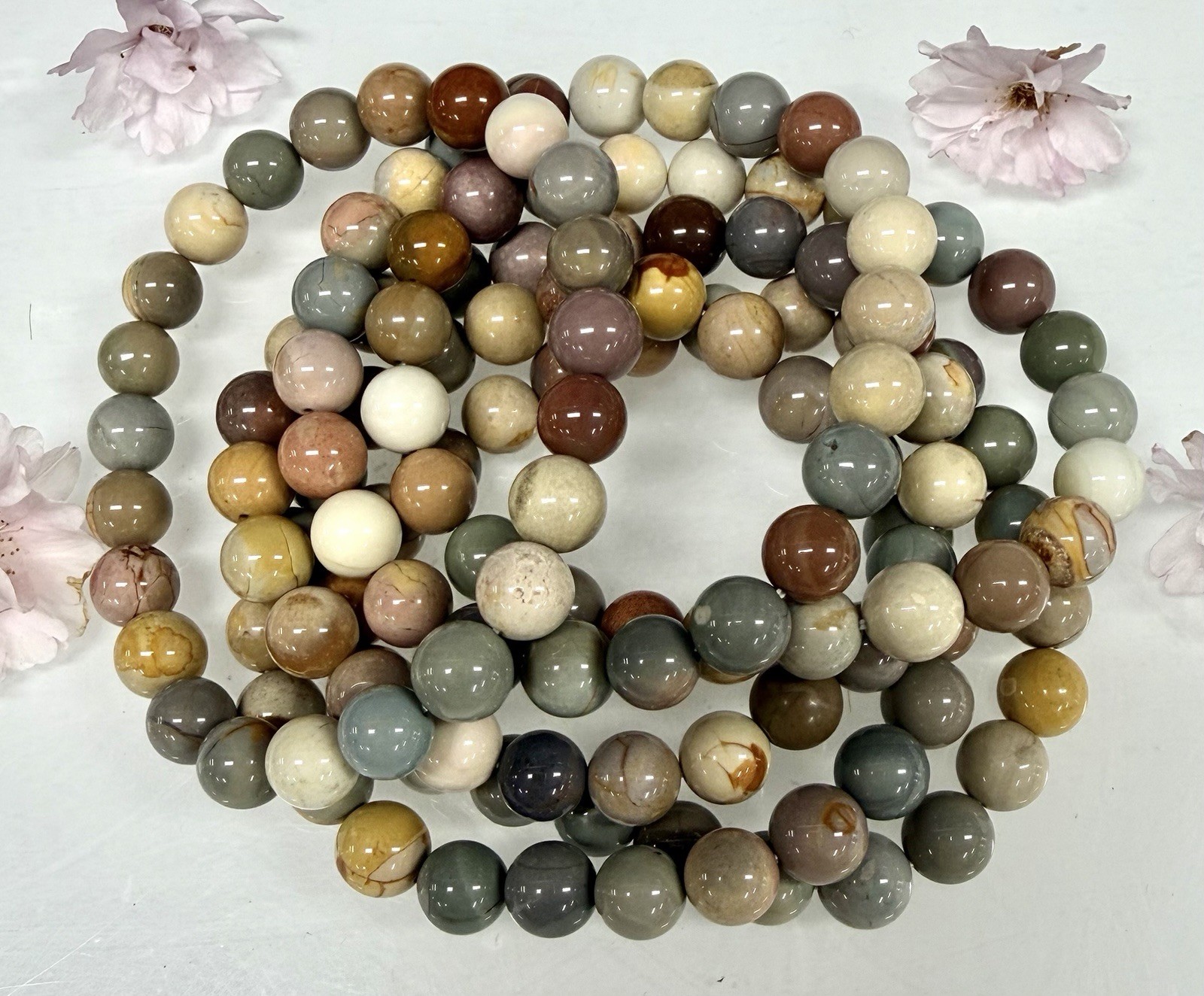 Wholesale Lot 6 Pcs Natural Alashan Agate 8mm Crystal Healing Stretch Bracelet