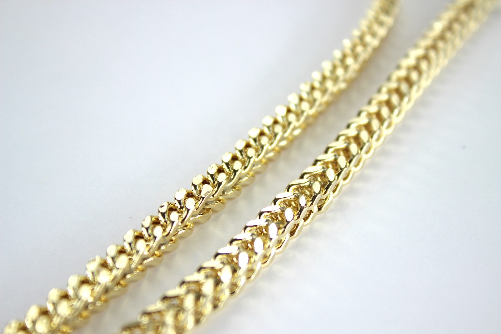 Authentic 14K Hollow Yellow Gold Franco Necklace Chain 2-3.5mm/16-30″
