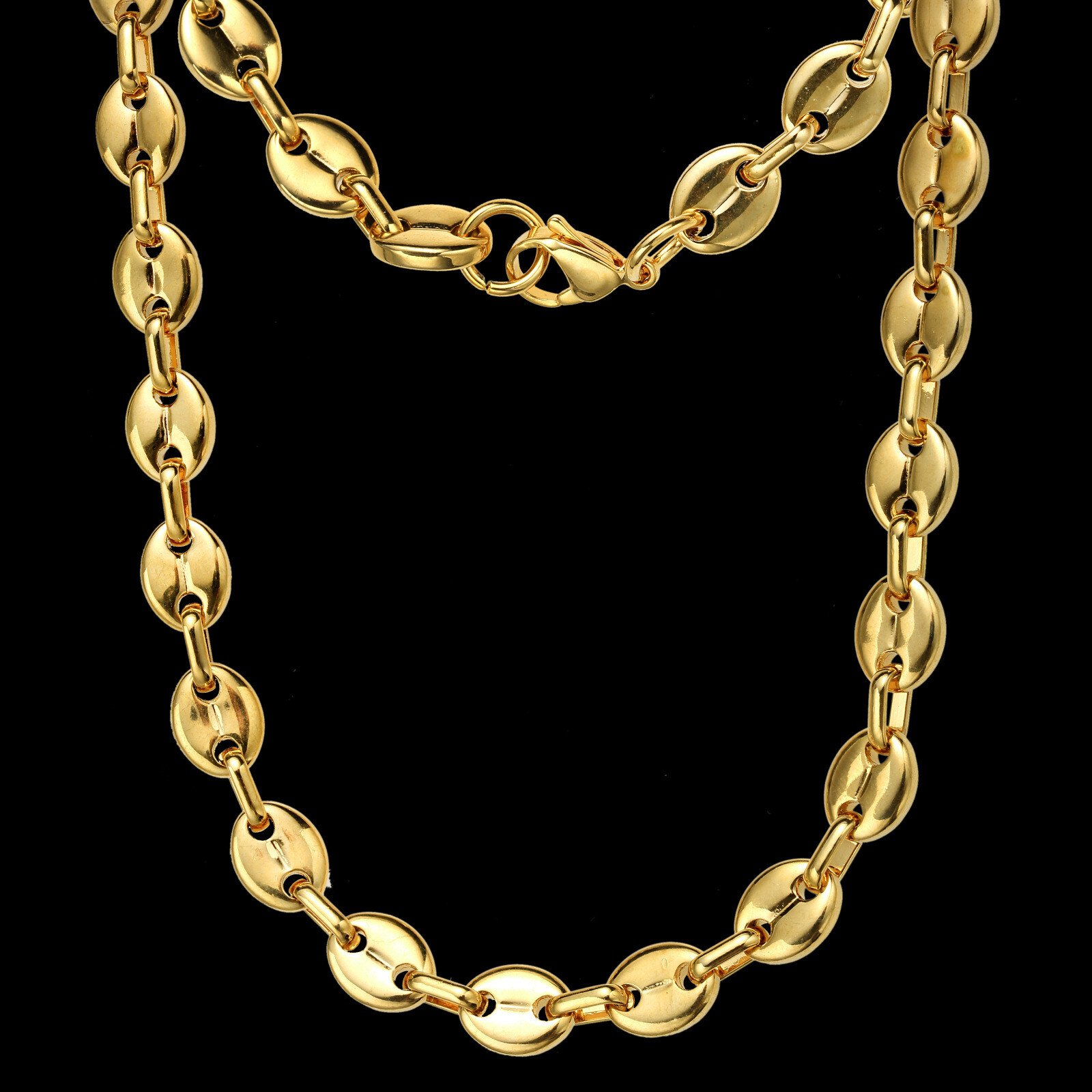 7/9/11mm Fashion Women Mens Chain 316L Stainless Steel Coffee Bead Link Necklace