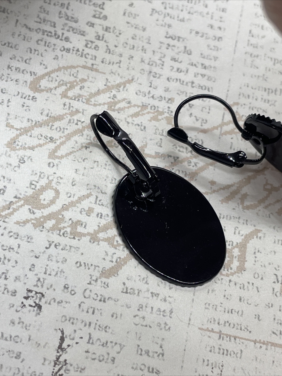 Rose Victorian Gift Wedding Cream & Black Setting Enamel Earrings Cameo Birthday