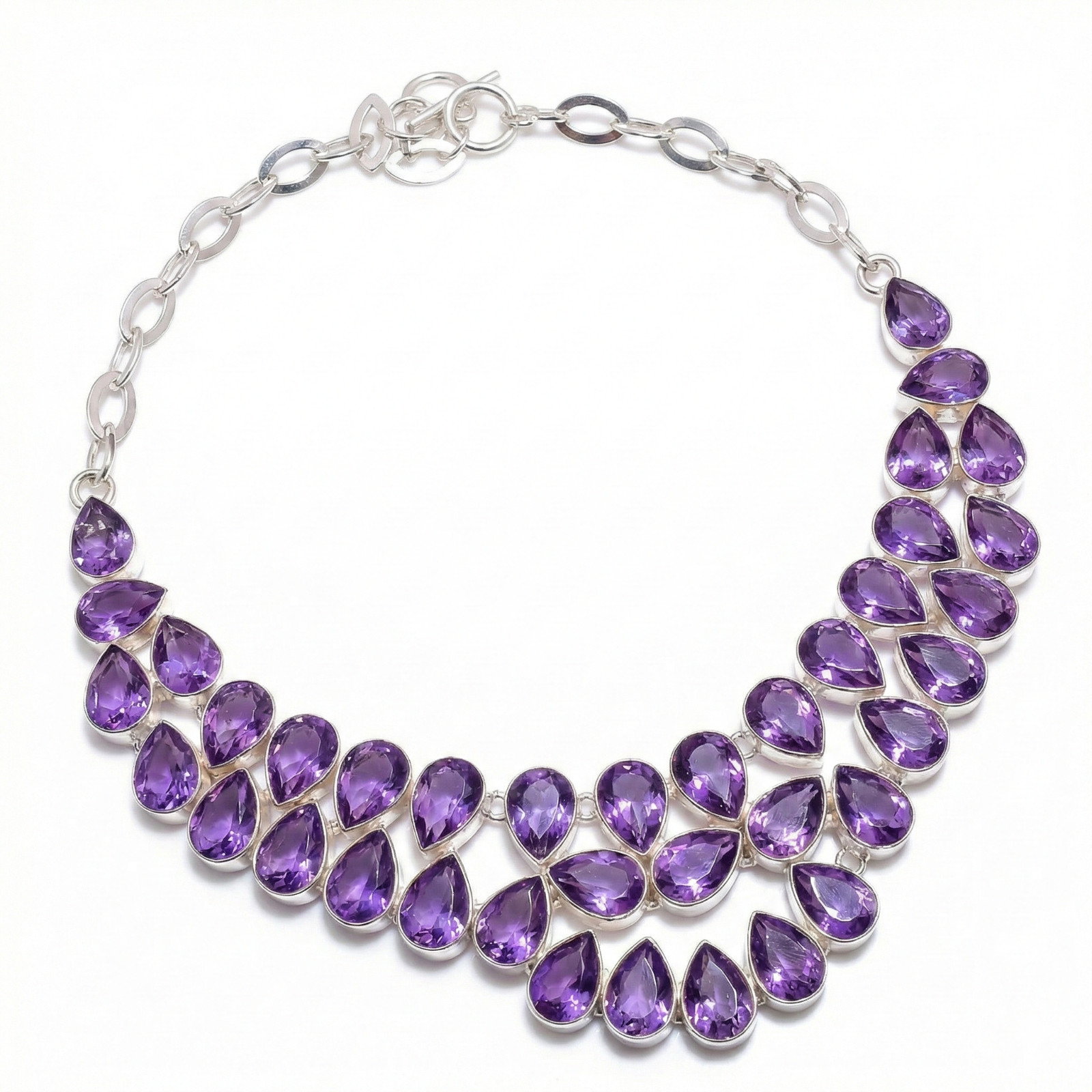 Purple Amethyst Gemstone Necklace 925 Sterling Silver Handmade Jewelry S-18 in