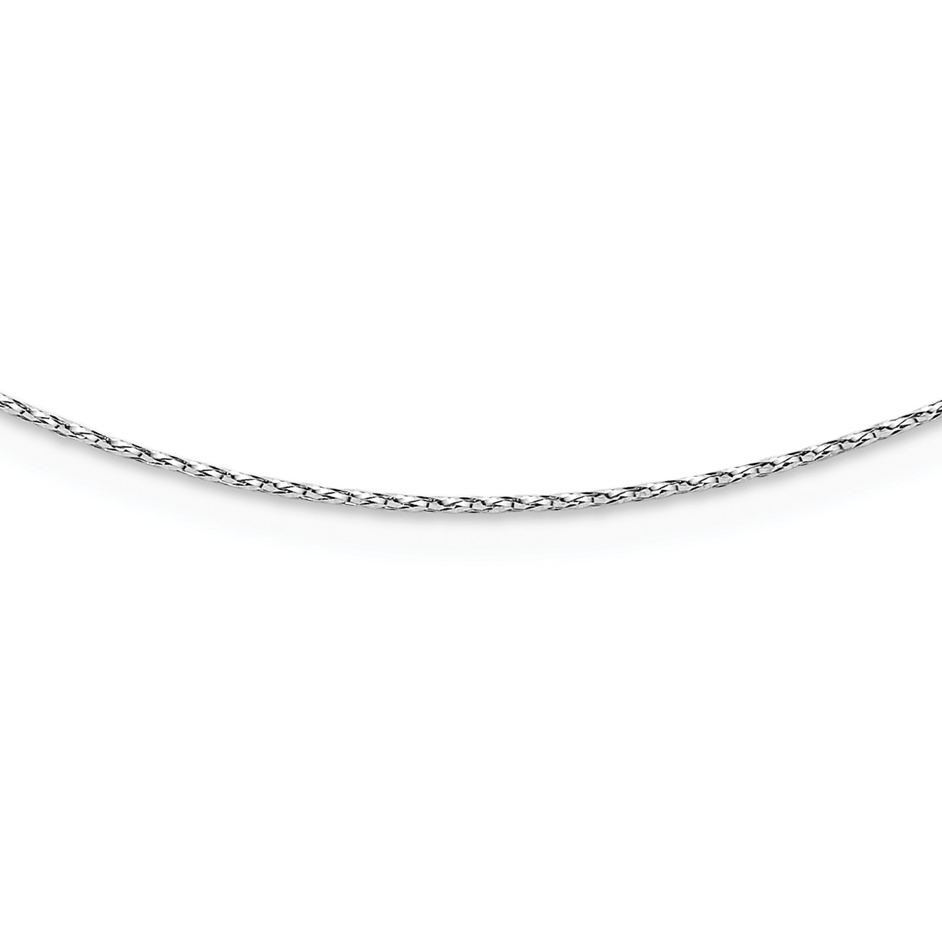 14K Solid White Gold 0.75mm Dainty Twisted Neck Wire Choker Cable Chain
