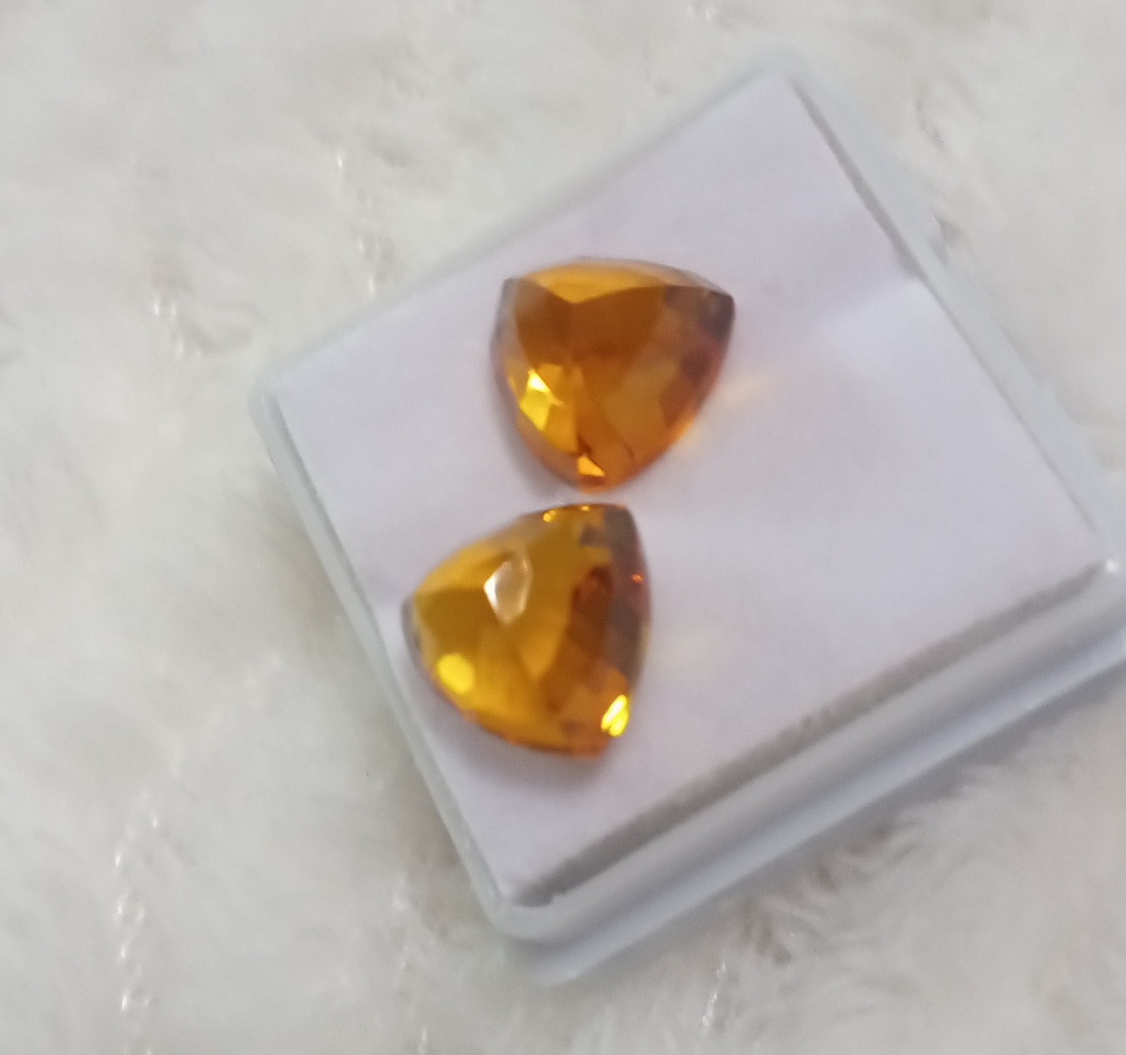 9x9x9x7mm Lab Created Diffused Orange Padparadscha Thick Trillion Cut About 14CT