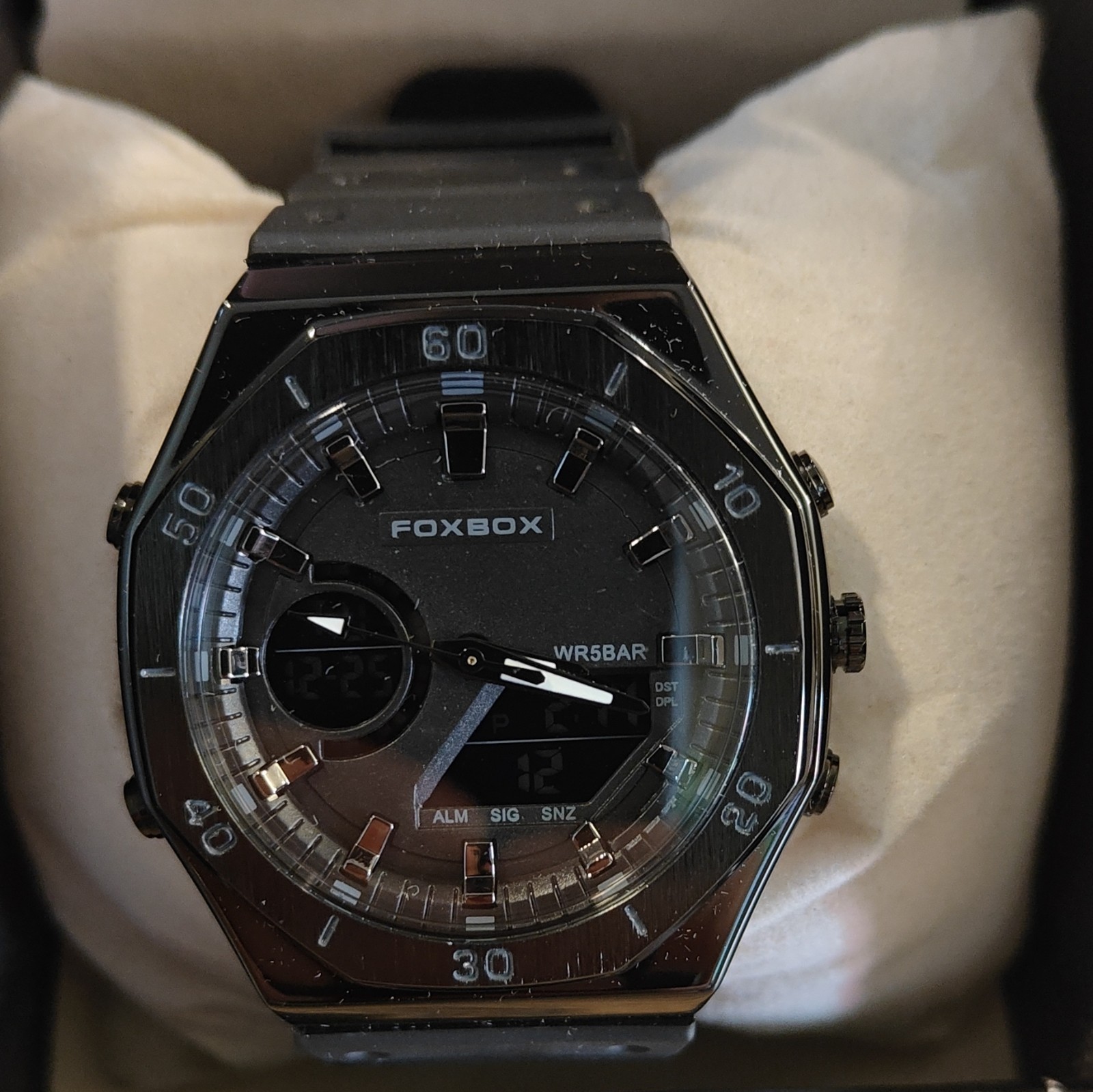 Fox Box Watch Case Included Men’s Watch Quartz digital and analog 5 bar wr