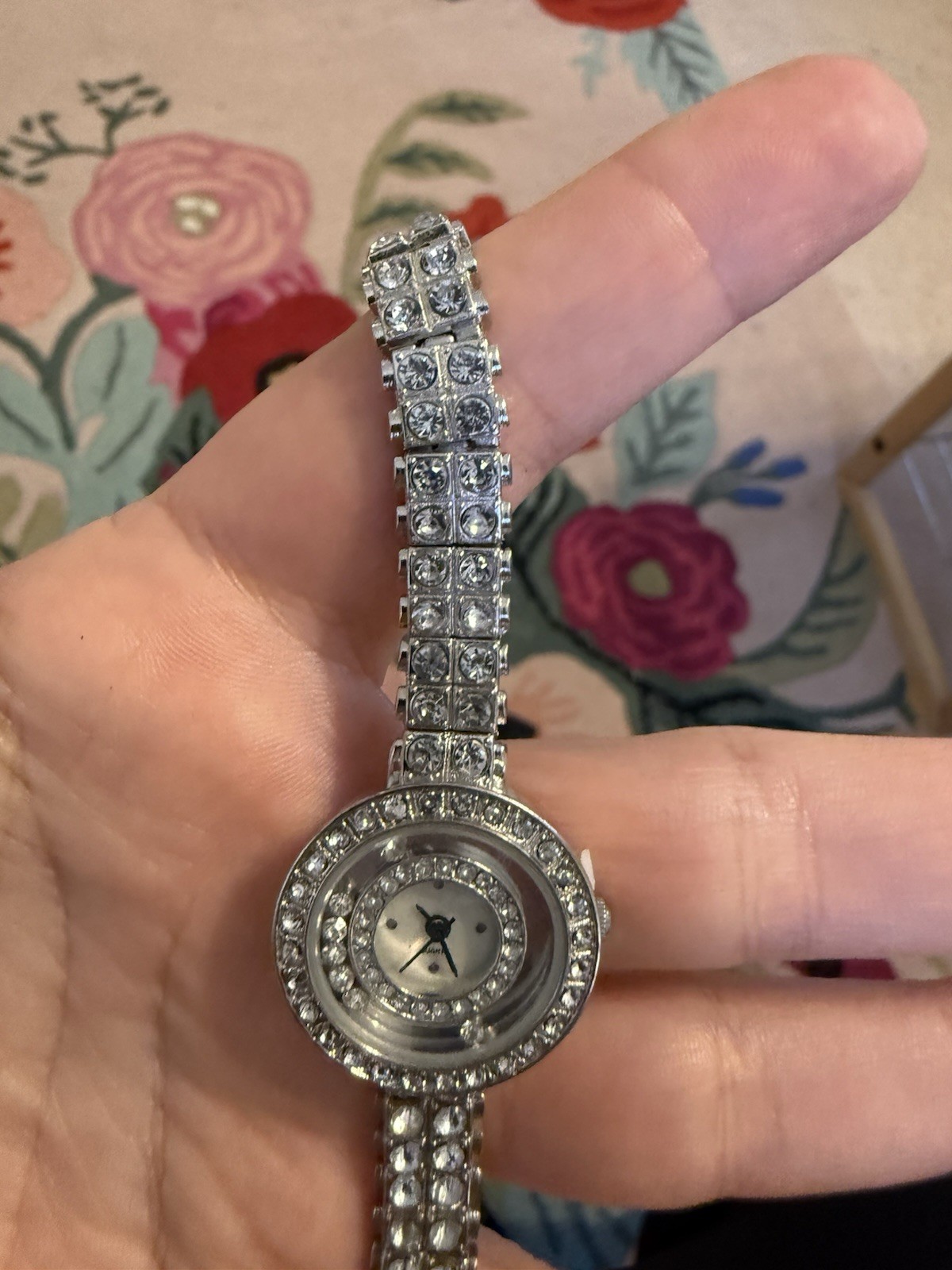 Accutime Watch Corp BN702 Silver Tone Rhinestone Quartz Dress Watch NEW