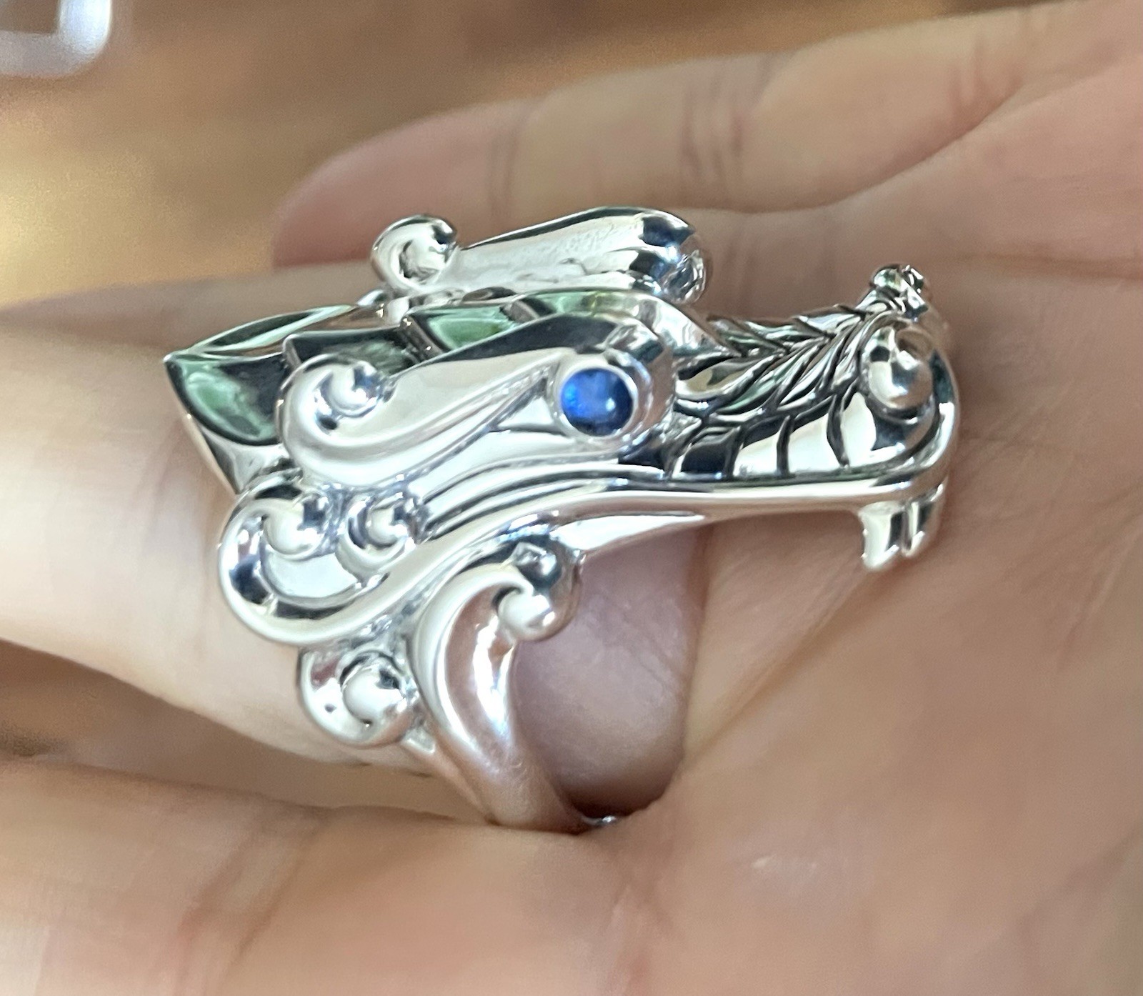 JOHN HARDY Legends Naga Dragon men’s ring sapphire 925 Silver $995 sz 11 New 27g