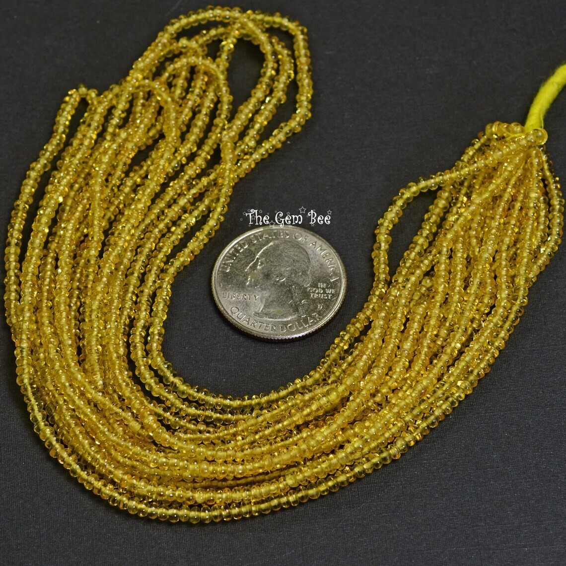 2.8mm Petite Natural Golden Yellow Sapphire Smooth Rondelle Beads 16″ Strand