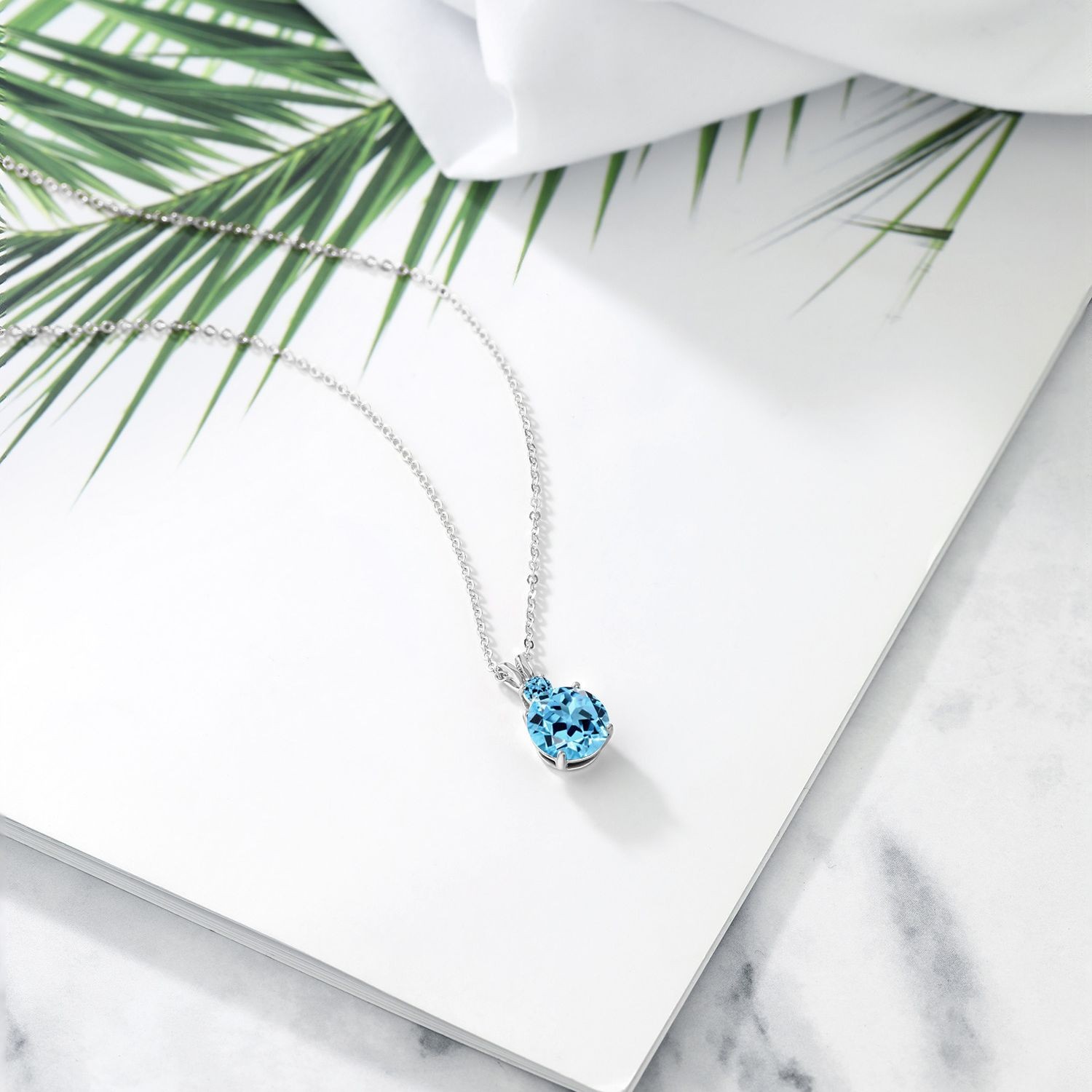4.76 Cttw Swiss Blue Topaz Pendant Necklace For Women | 925 Sterling Silver |