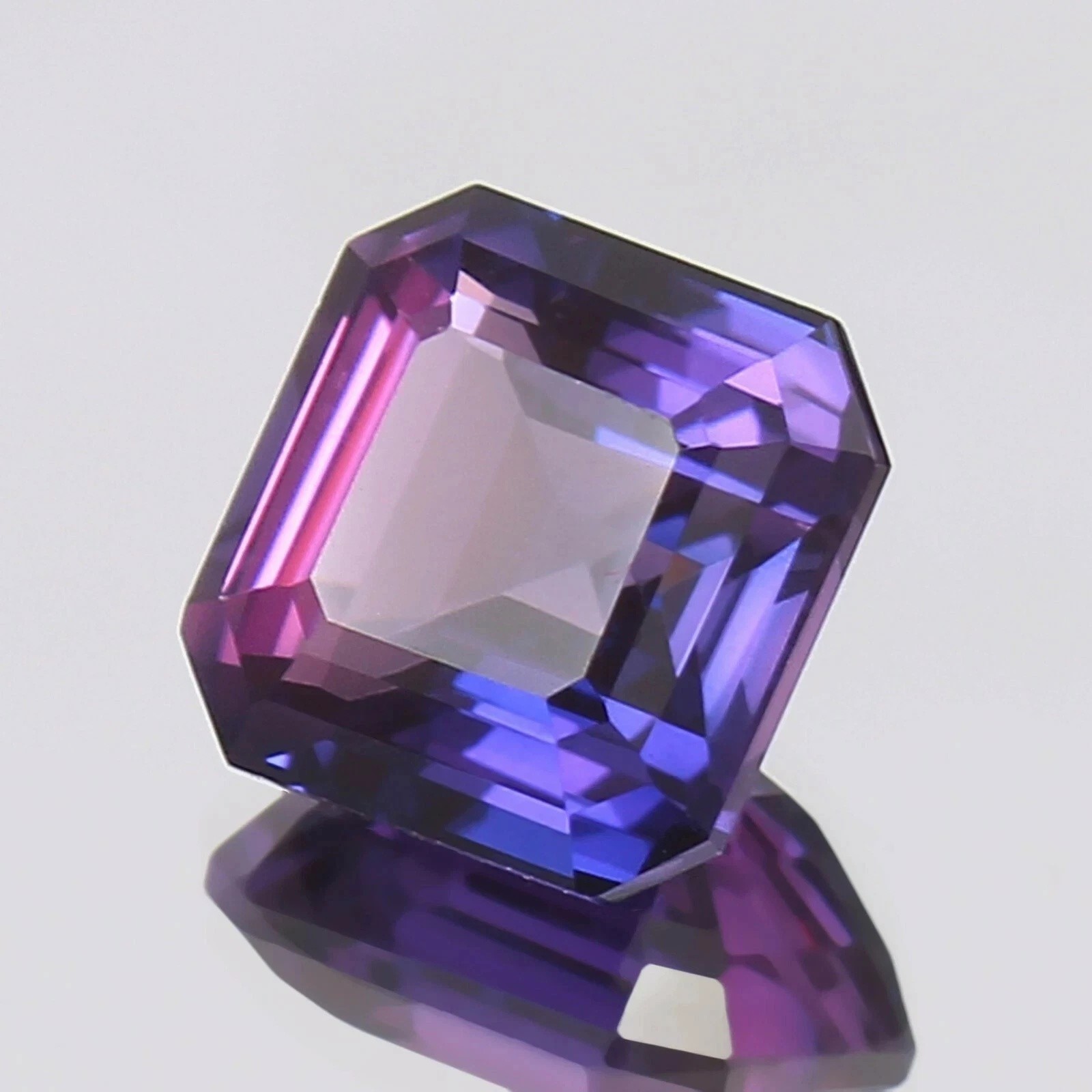 AAA 8.79 Ct Lab-Created Ceylon Purple Pink Sapphire Asscher Cut Certified Loose