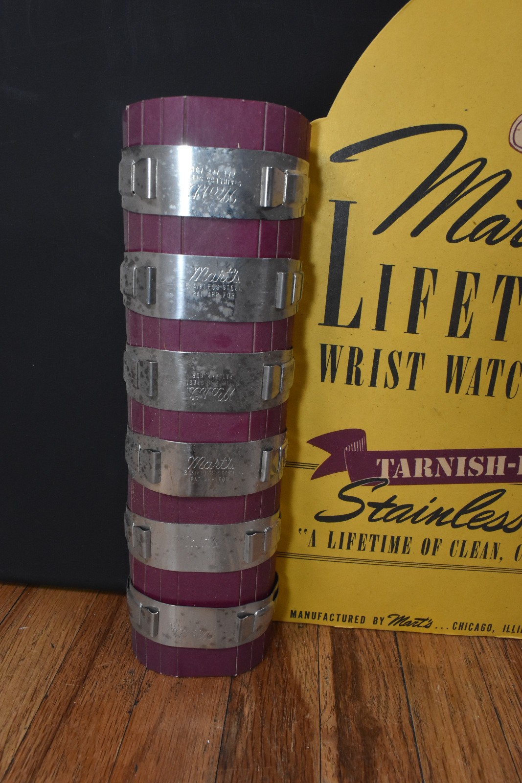 Vintage Marts Wrist Watch Countertop Advertising Store Display Sign in Box NOS