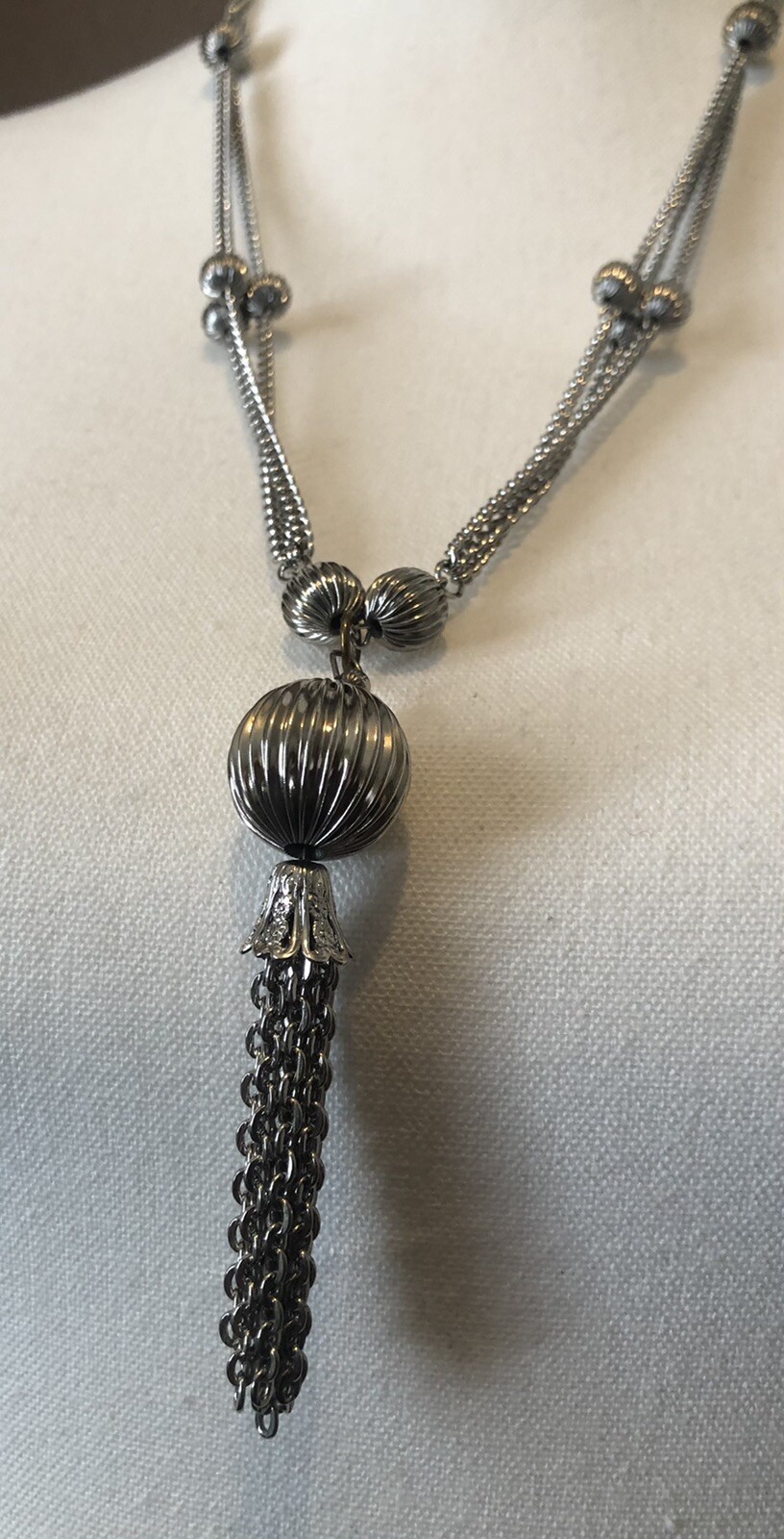 Contemporary Layered Chain Tassel Necklace Costume Jewelry 2362 GO24D23