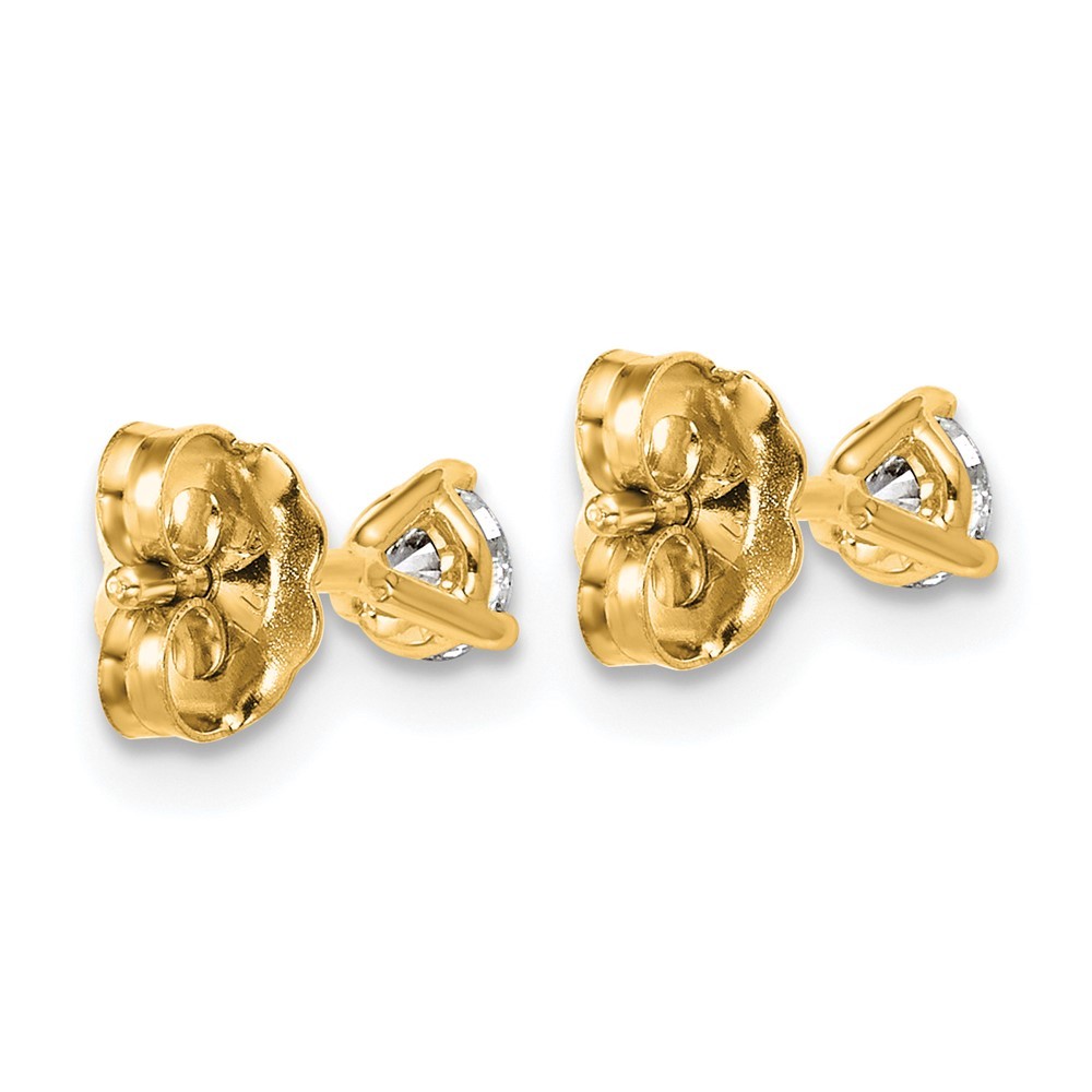 14k Yellow Gold 1/3Ct Round Lab Grown Diamond VS/SI+G+ Three Prong Stud Earrings