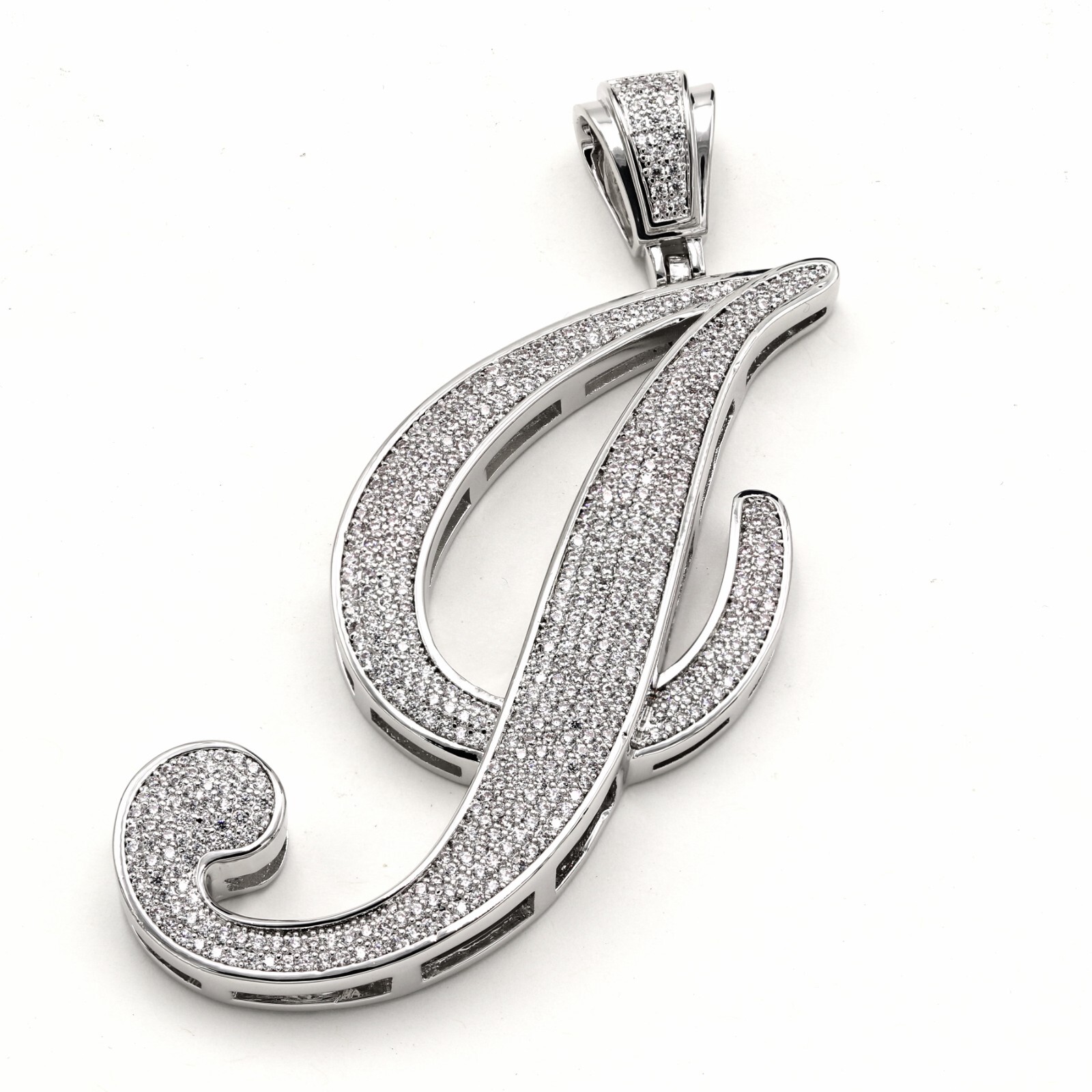 14K Gold Plated Cubic Zirconia Prong Pave Setting Man’s Initial Pendant