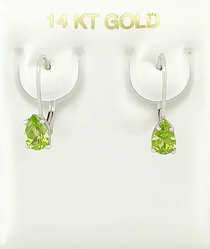 GENUINE 0.82 Cts PERIDOT DANGLING EARRINGS 14K WHITE GOLD – Free Certificate