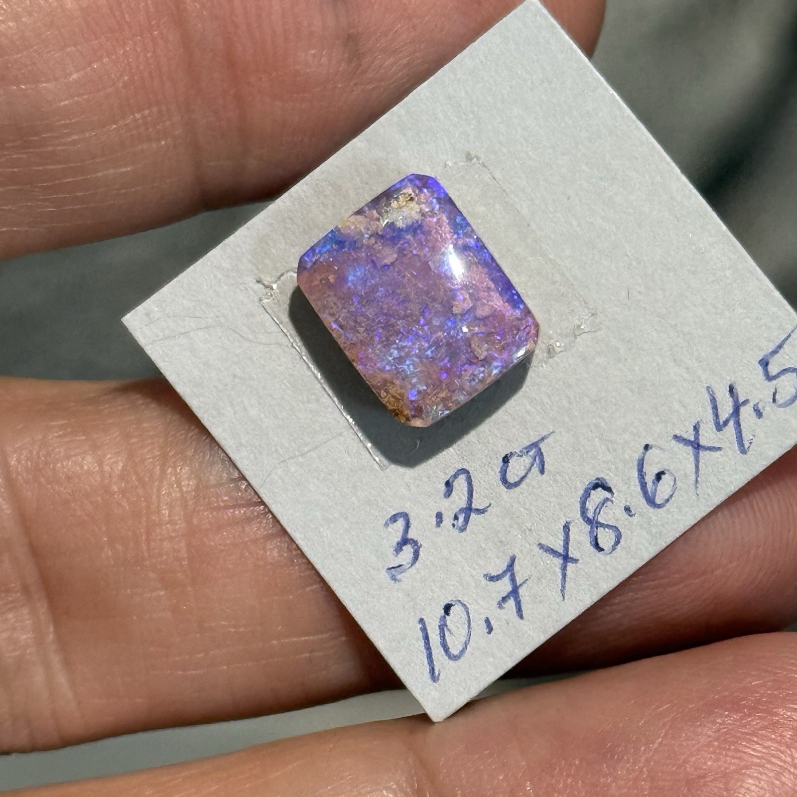 3.2ct 10.7×8.6×4.5mm Australian Boulder Purple Crystal Pipe Opal Cabochon Gem