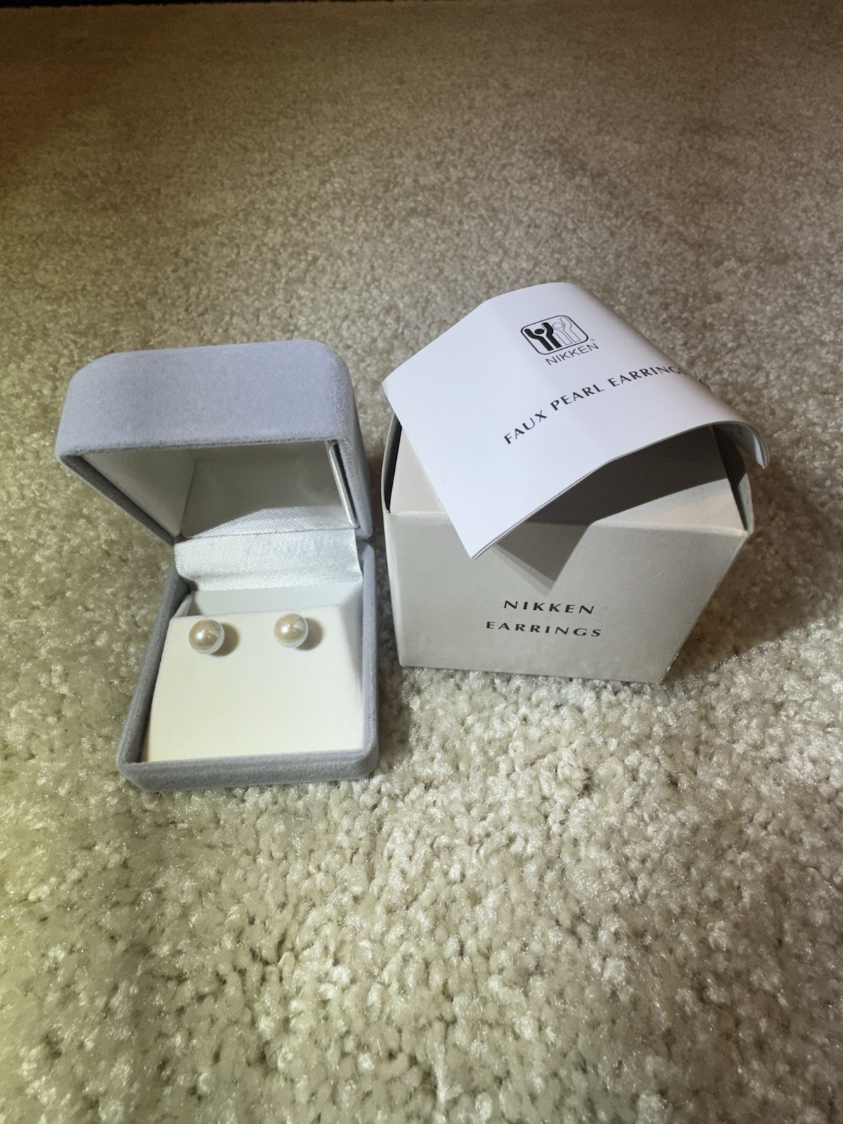 Nikken Magnetic Faux Pearl Necklace & Earrings Set NIB Retired NOS