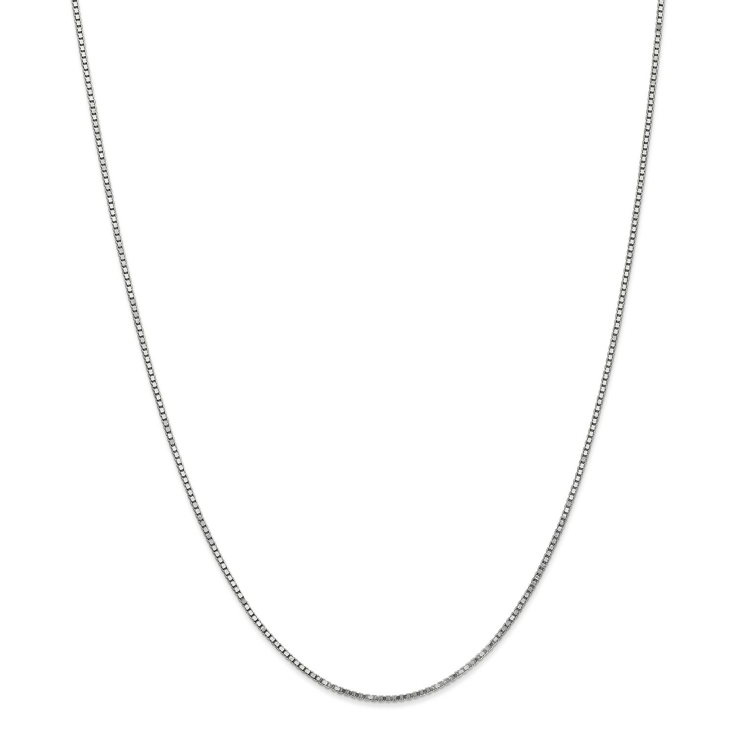 14k White Gold 1.3mm Solid Plain Box Link Chain w/ Lobster Clasp 14″ – 30″
