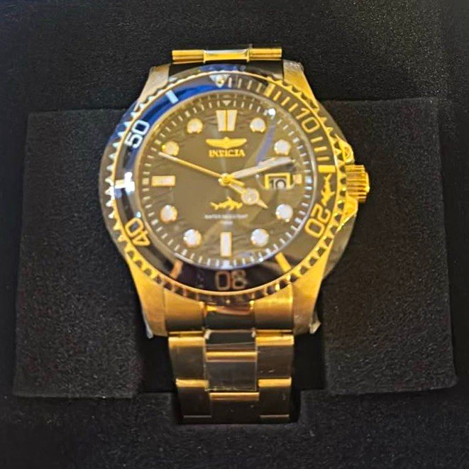Invicta Pro Diver Men’s Gold Tone Black Dial Quartz Date 200m Watch w/ Box