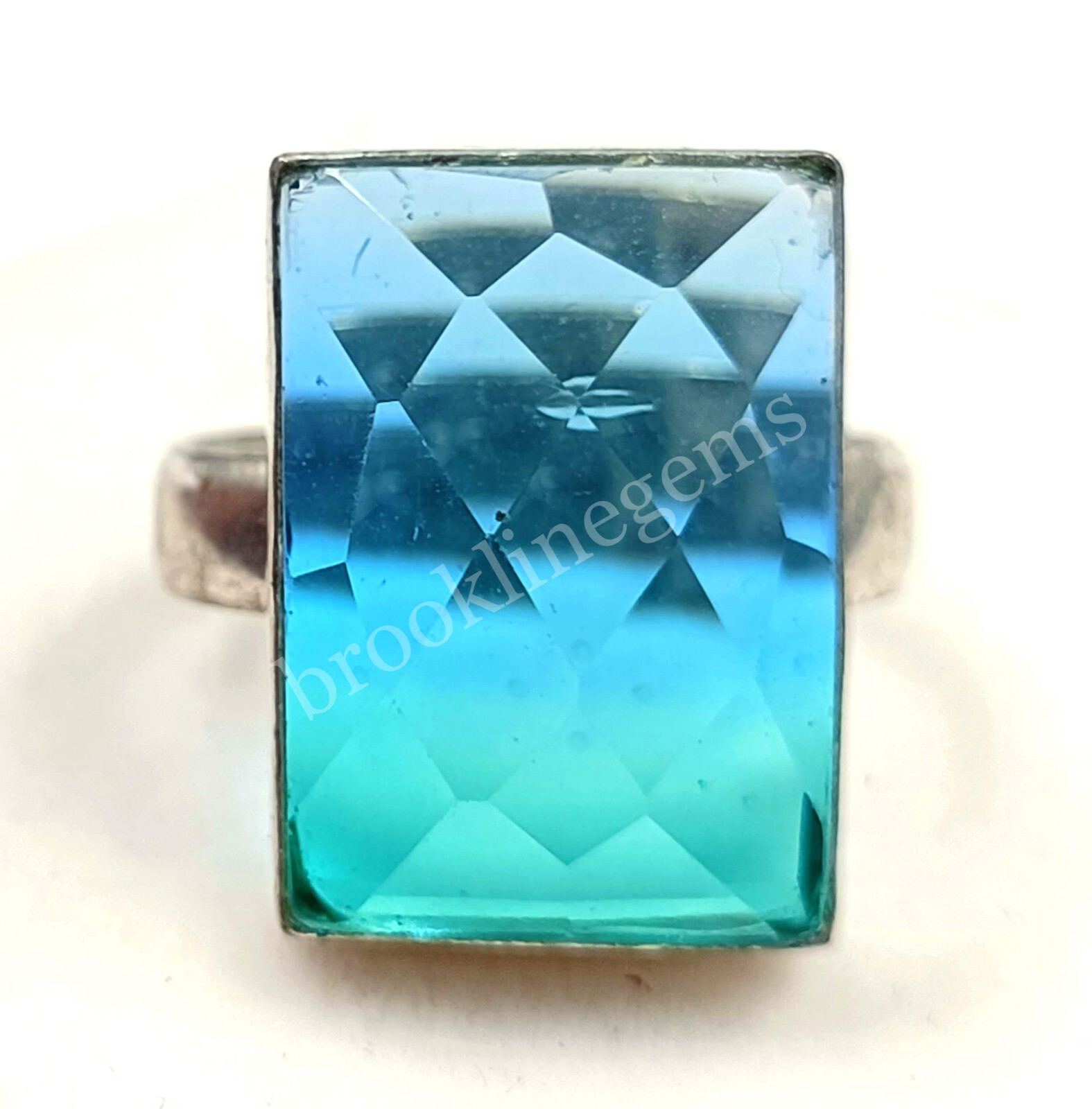 31.45 Ct 8 Size Emerald Cut Ametrine Ring 925 Sterling Silver EGL Gems 5FRU