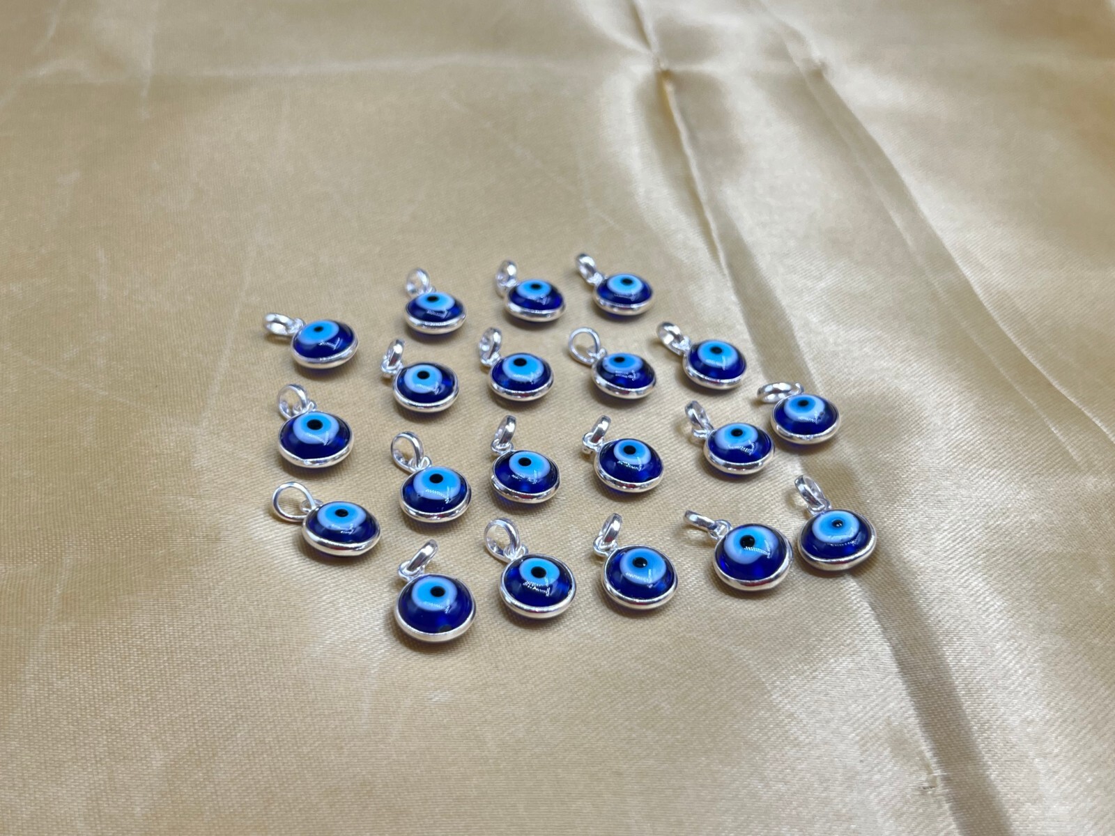 1,5,10 Pcs Bulk 925 Silver Blue Evil Eye Mati Najjar Raksha Kwacha Pendant