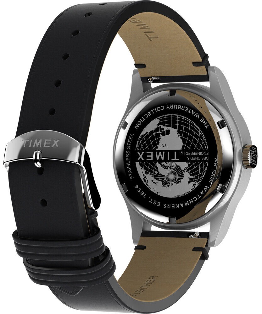 Mens Wristwatch TIMEX WATERBURY TW2W14700 Genuine Leather Black