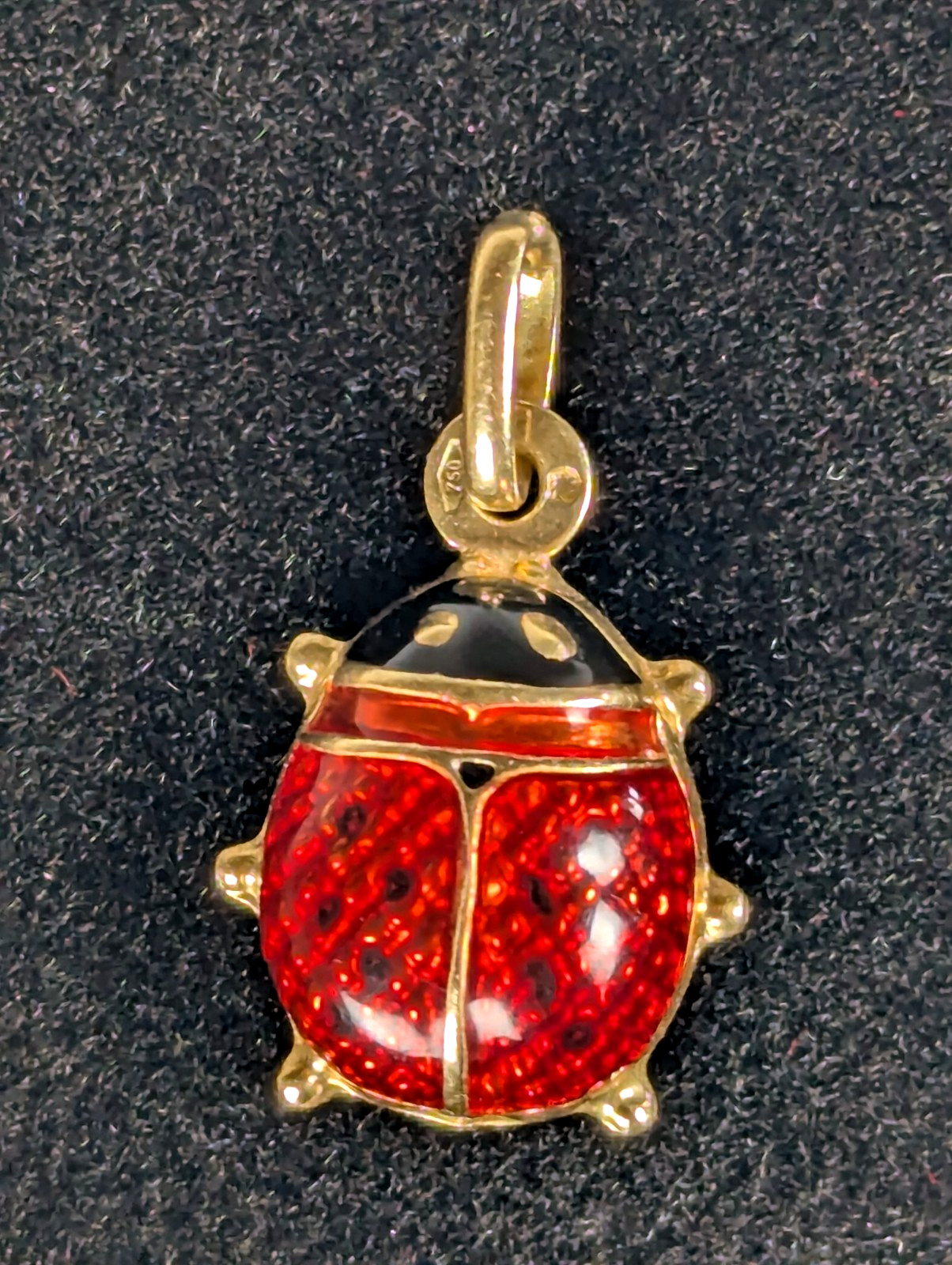 Vintage 18K SOLID Yellow Gold Lady Bug Pendant Charm Jewelry Gift FREE Shipping