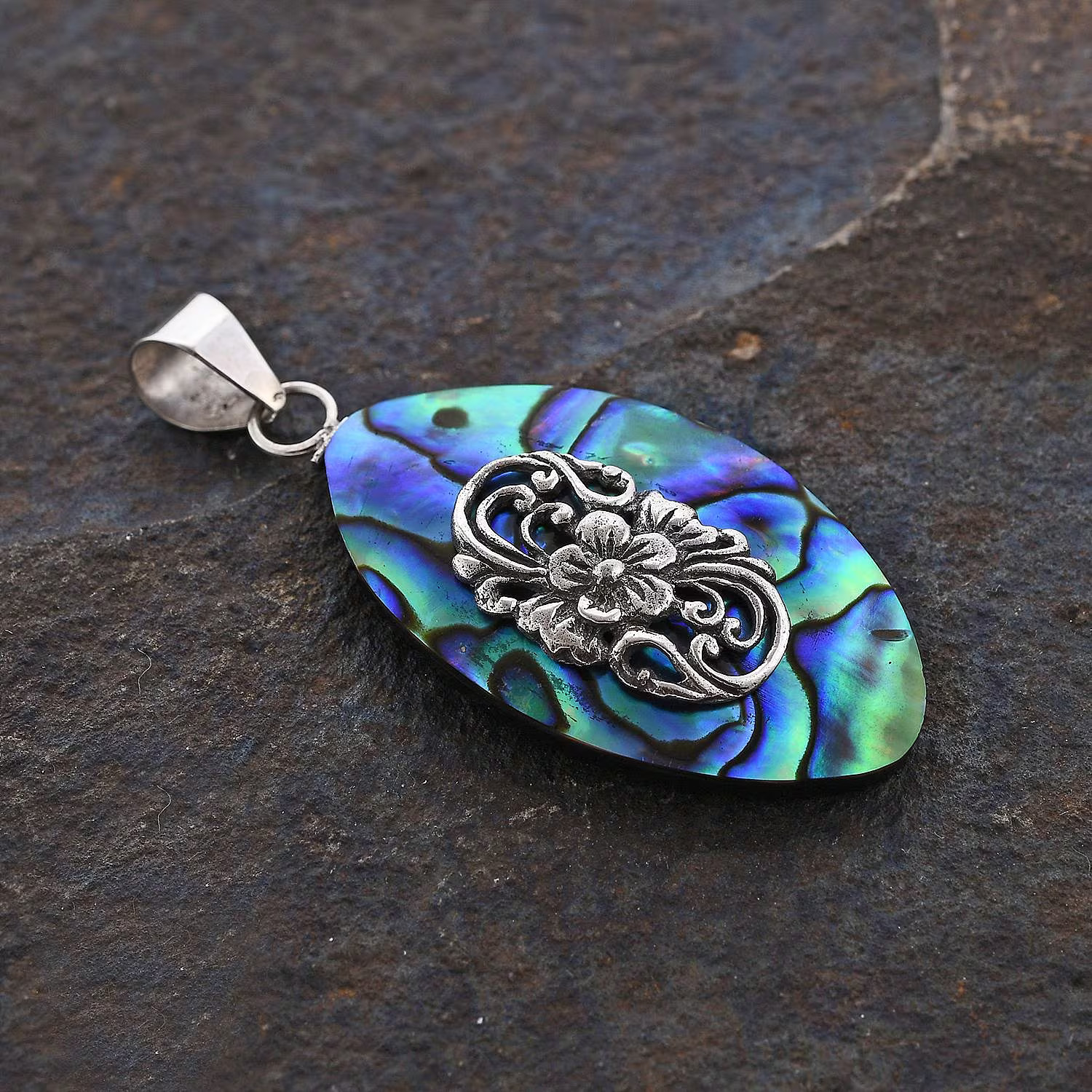 925 Sterling Silver Natural Abalone Shell Pendant Jewelry Gift for Women