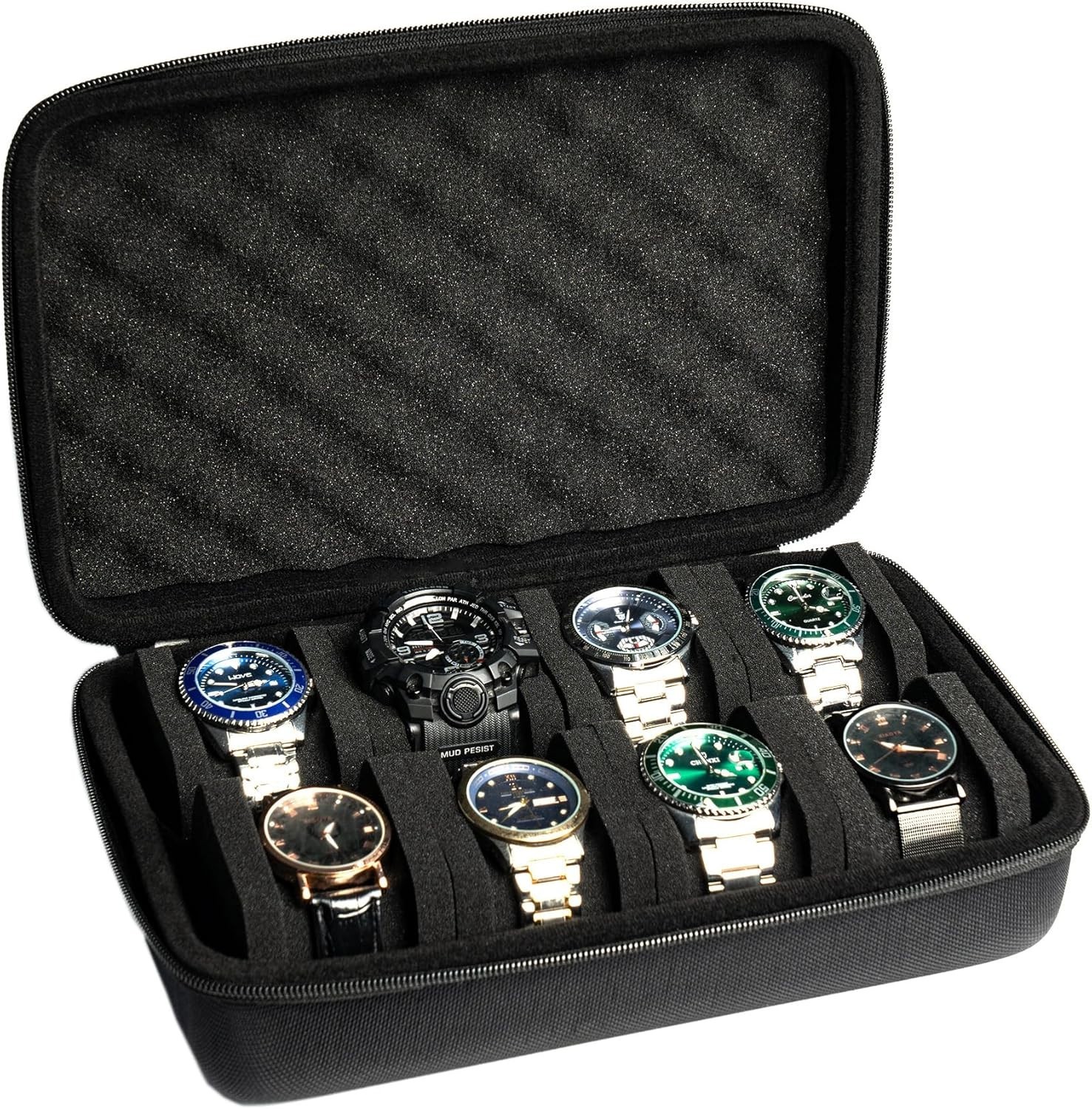 Luxury 8-Slot Watch Case – Durable Hard Box with Plush Velvet for Protection