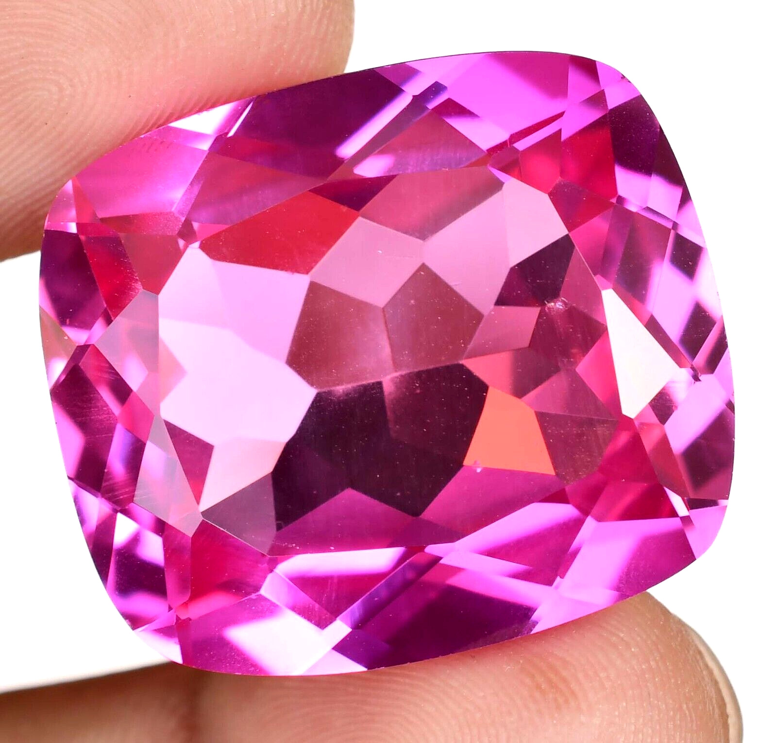 HUGE 89.95Ct Natural Mogok Pink Ruby Flawless Cushion Certified Treated Gemstone