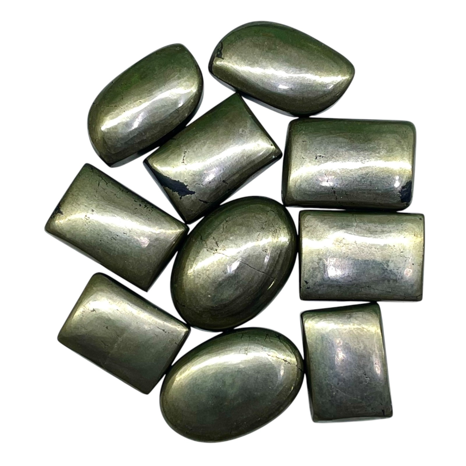 10 Pcs Natural Pyrite Cabochon 20-27mm Loose Golden Metallic Luster Gemstones