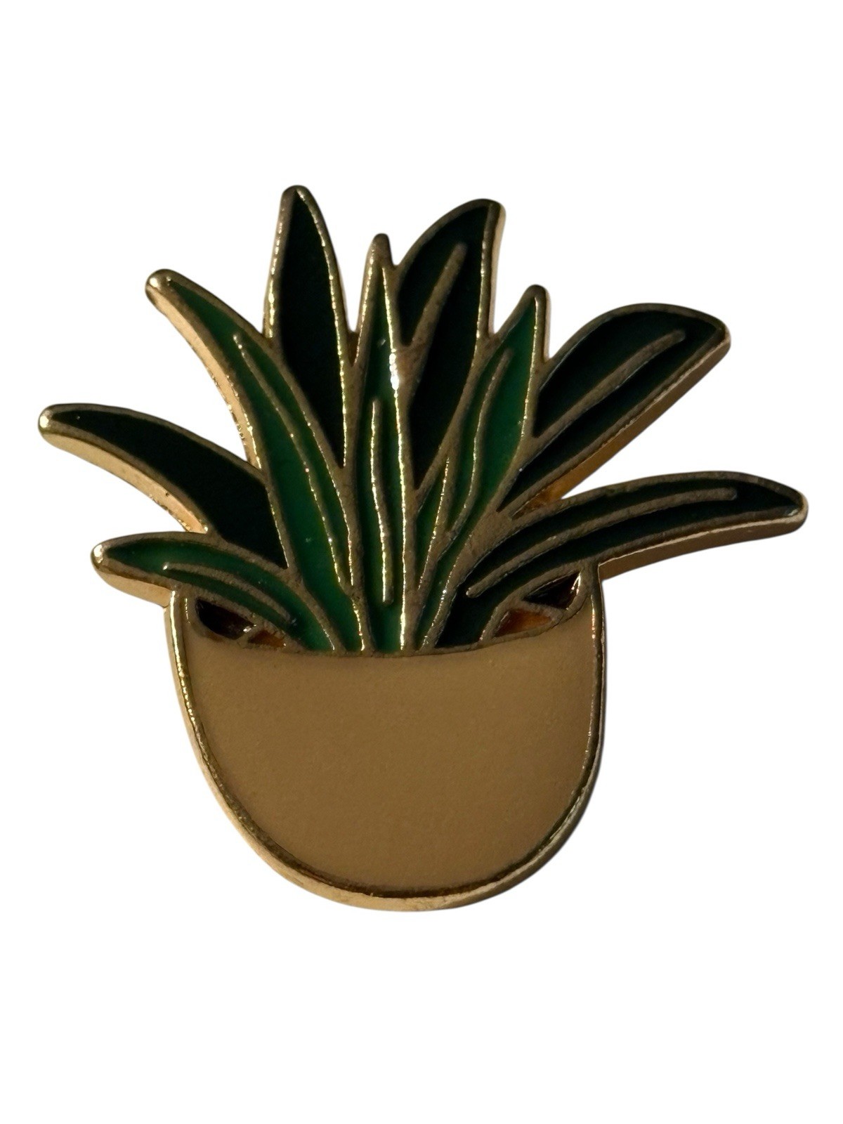 Aloe Plant Pin Pinback Brooch Gardening Nature 1” in Pot Gold Tone Horticultural