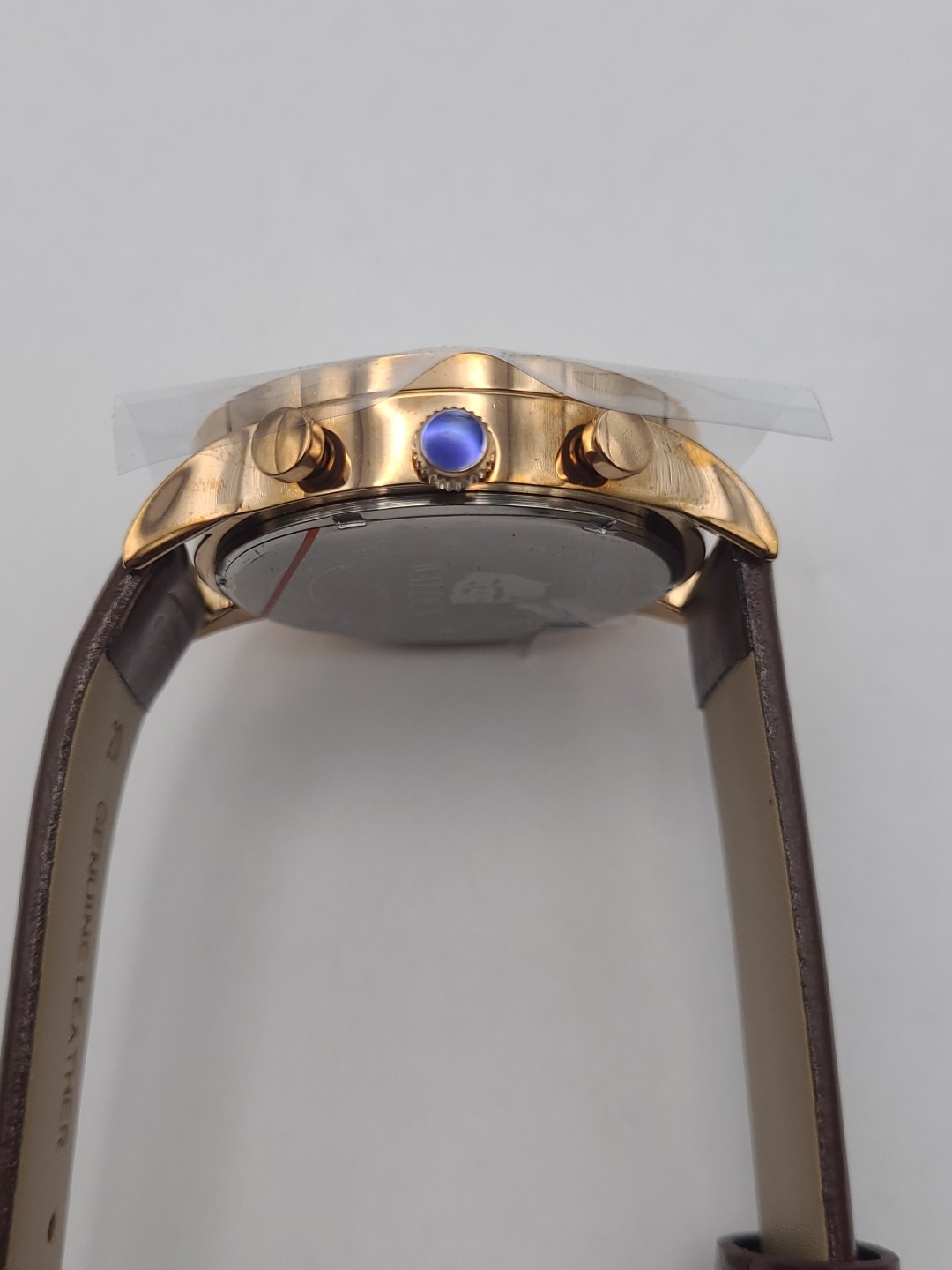 Walden 38mm Moon Phase Men Watch Quartz Rose Gold Tone Brown Band Date New