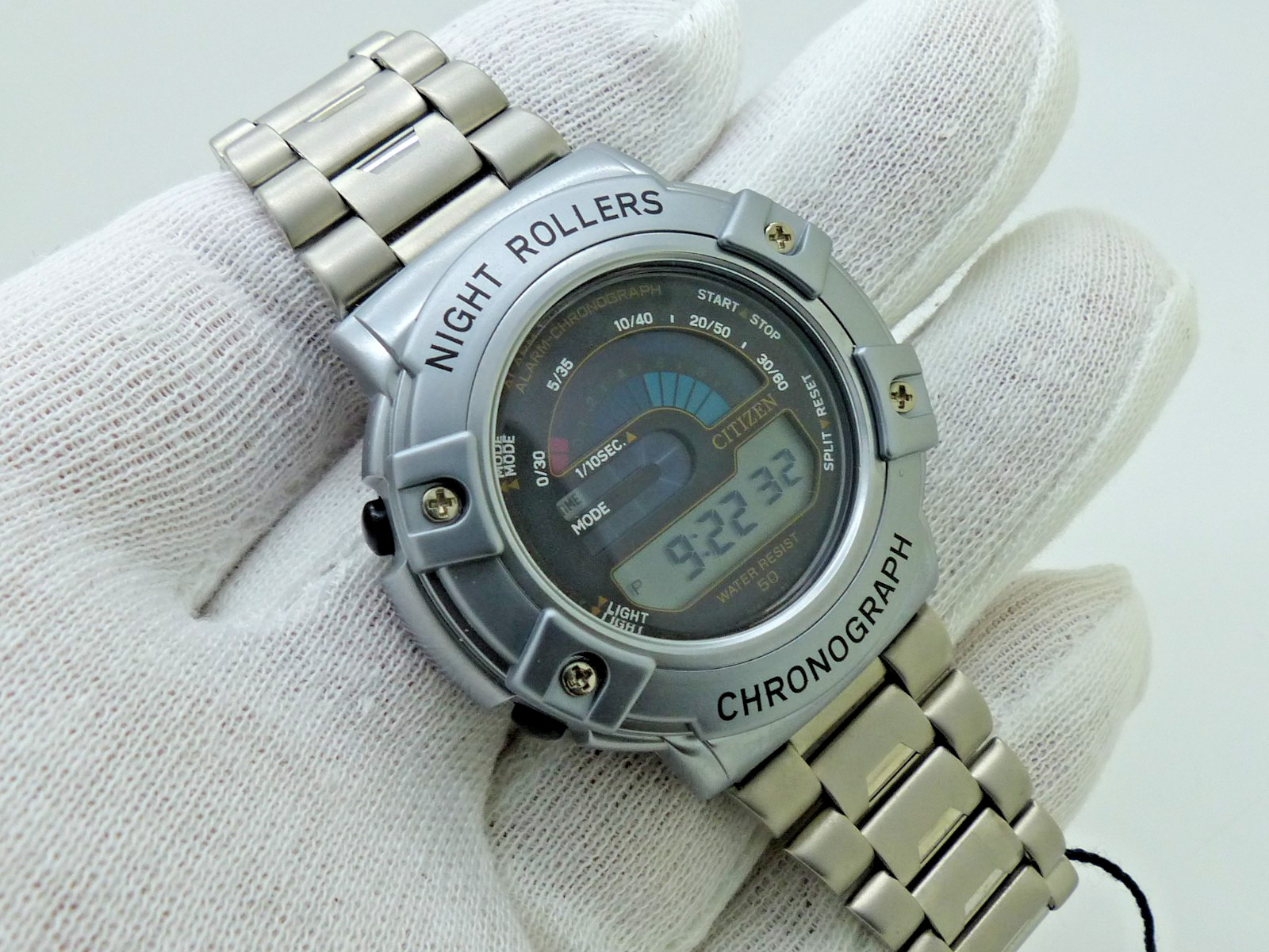Citizen Night Rollers Magic Light Chronograph MC4000-51E NOS Watch w/ Cert