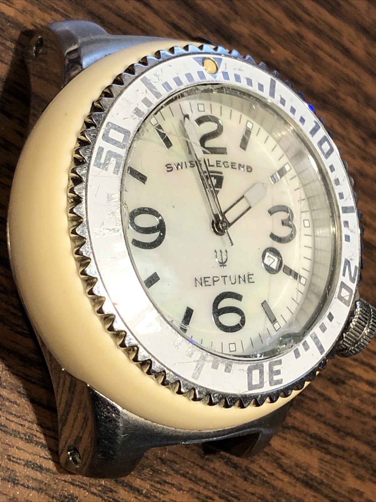 Swiss Legend Neptune Quartz Diver Watch 10ATM 330′ Swiss Made Mother of Pearl